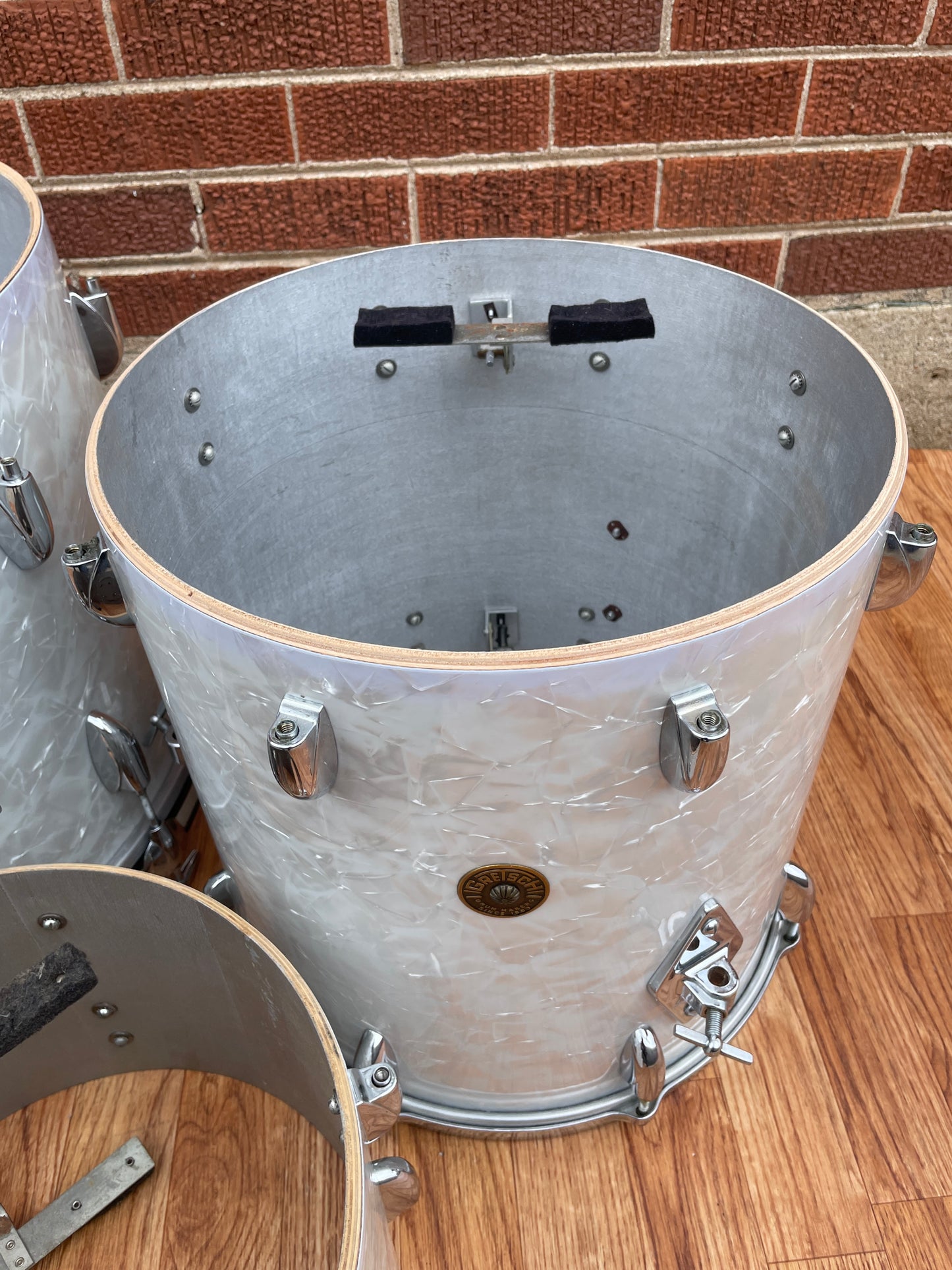 1960s Gretsch Progressive Jazz Drum Set White Marine Pearl 20/12/14 w/ 4x14 Snare