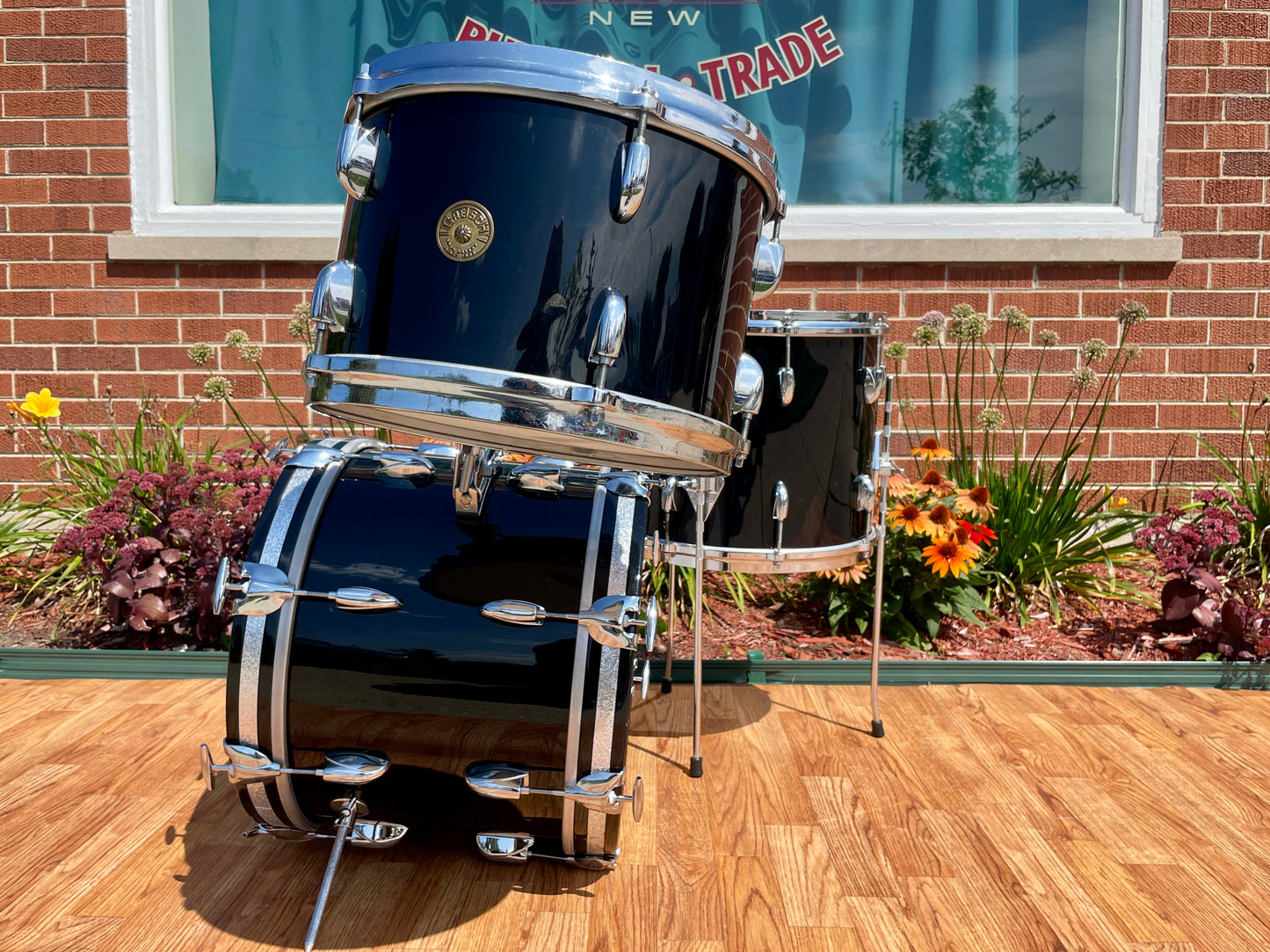 1960s Gretsch Round Badge Bop Drum Set Black Nitron 16/12/14