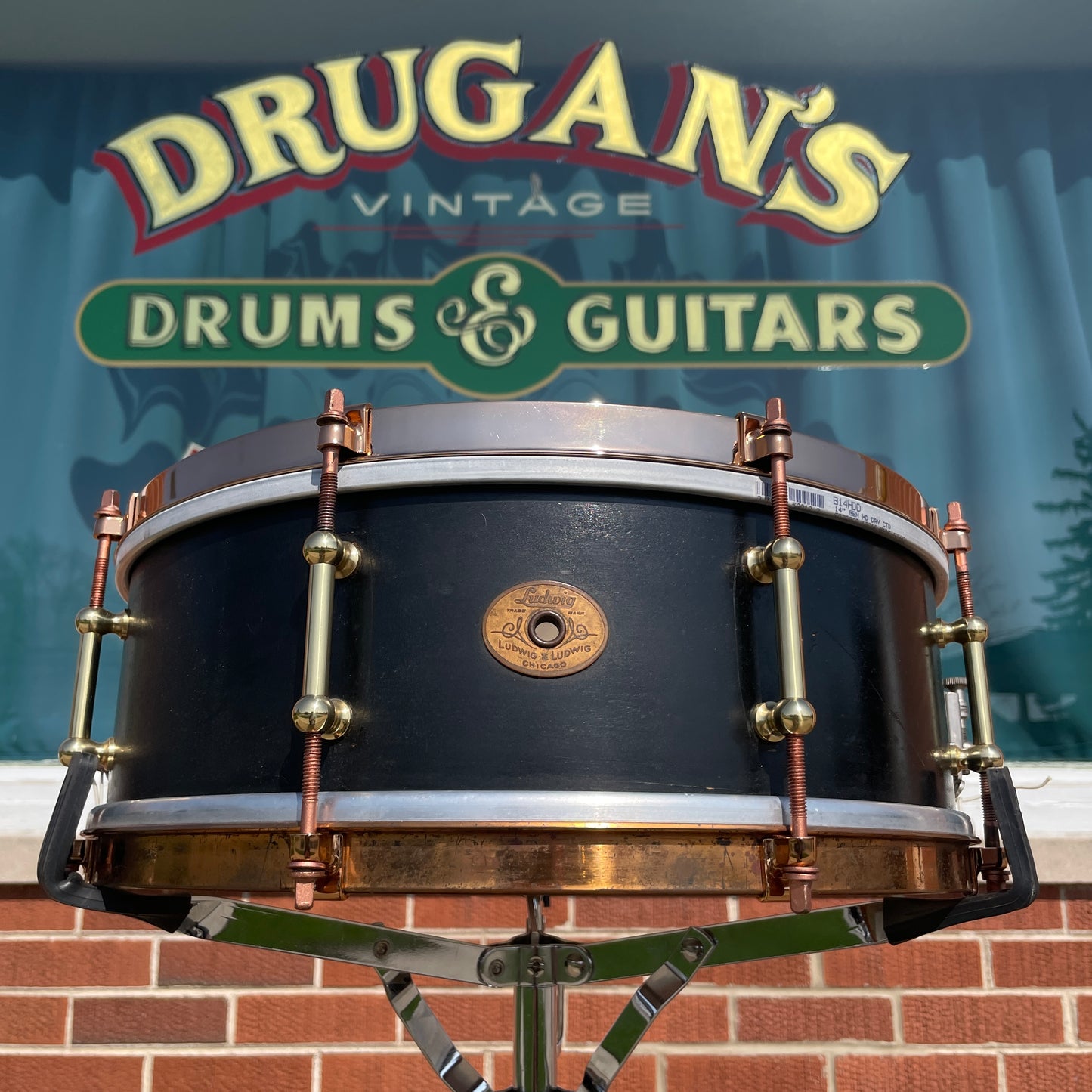 1920s Ludwig 5x14 All-Round Model No. 22 Standard Solid Shell Snare Drum Black