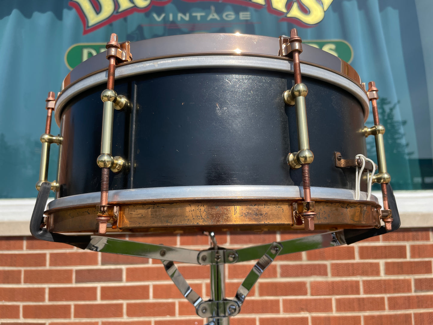 1920s Ludwig 5x14 All-Round Model No. 22 Standard Solid Shell Snare Drum Black