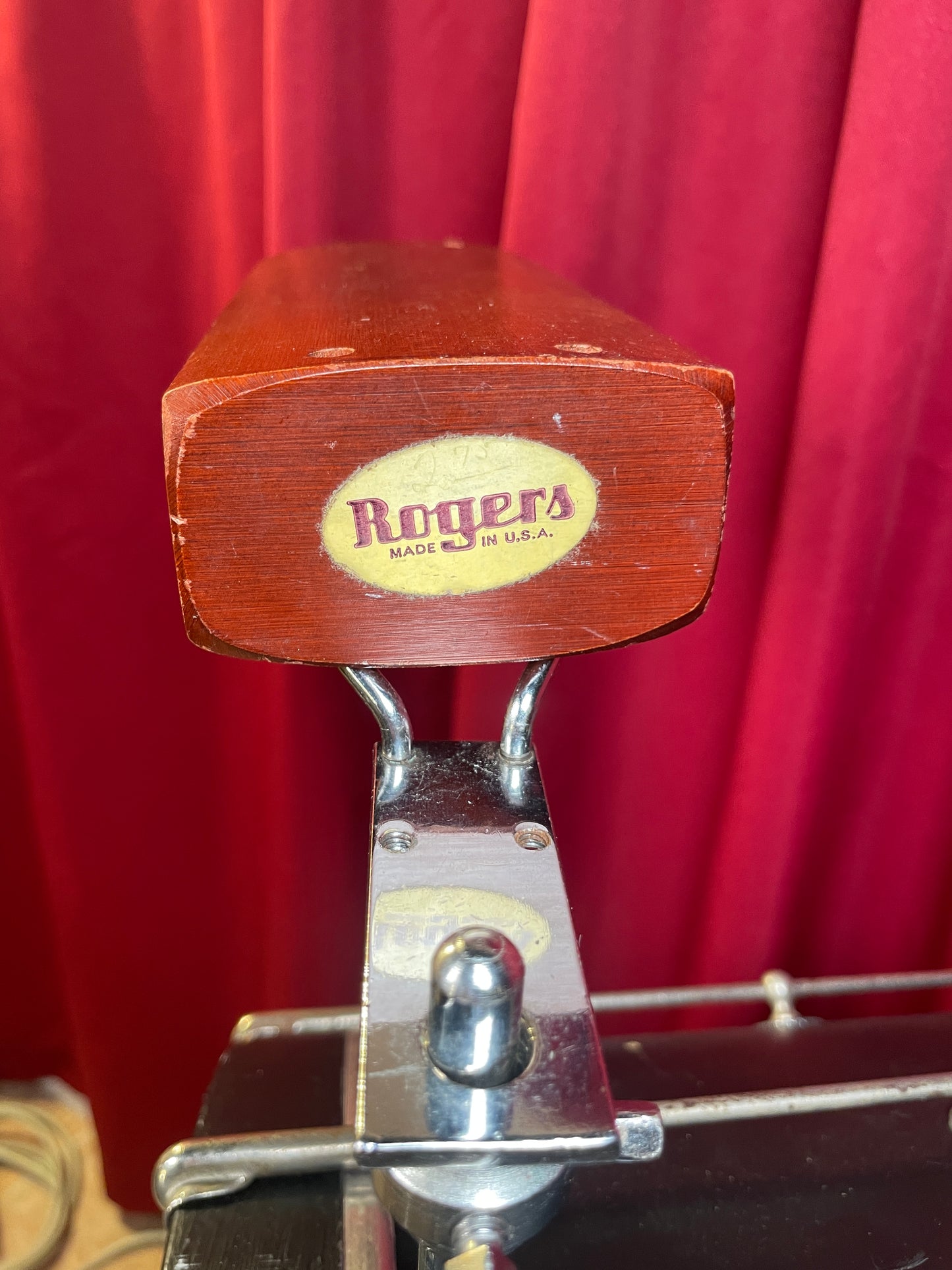1960s Rogers Large No. 4817R Wood Block w/ Adjustable Wood Block Attachment & Sta-Tite Holder