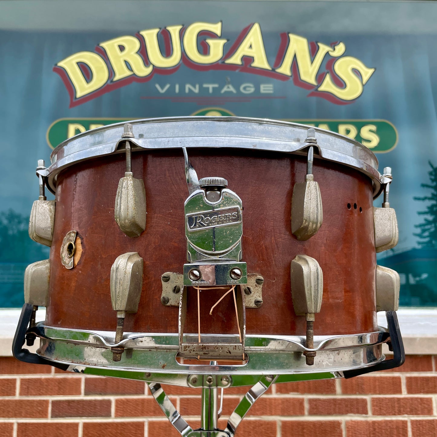 1940s Slingerland 7x14 Hollywood Ace Swing Model Radio King Snare Drum Solid Shell Mahogany