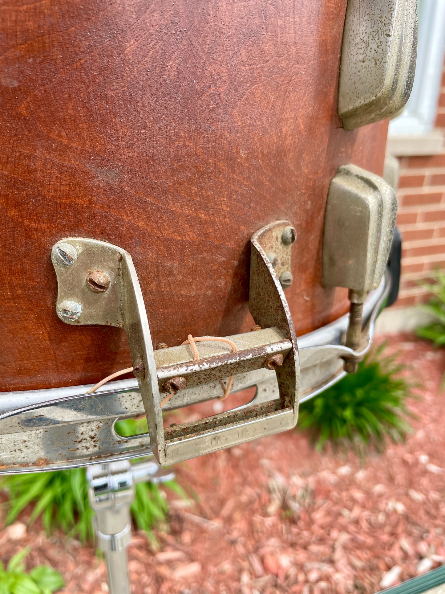 1940s Slingerland 7x14 Hollywood Ace Swing Model Radio King Snare Drum Solid Shell Mahogany