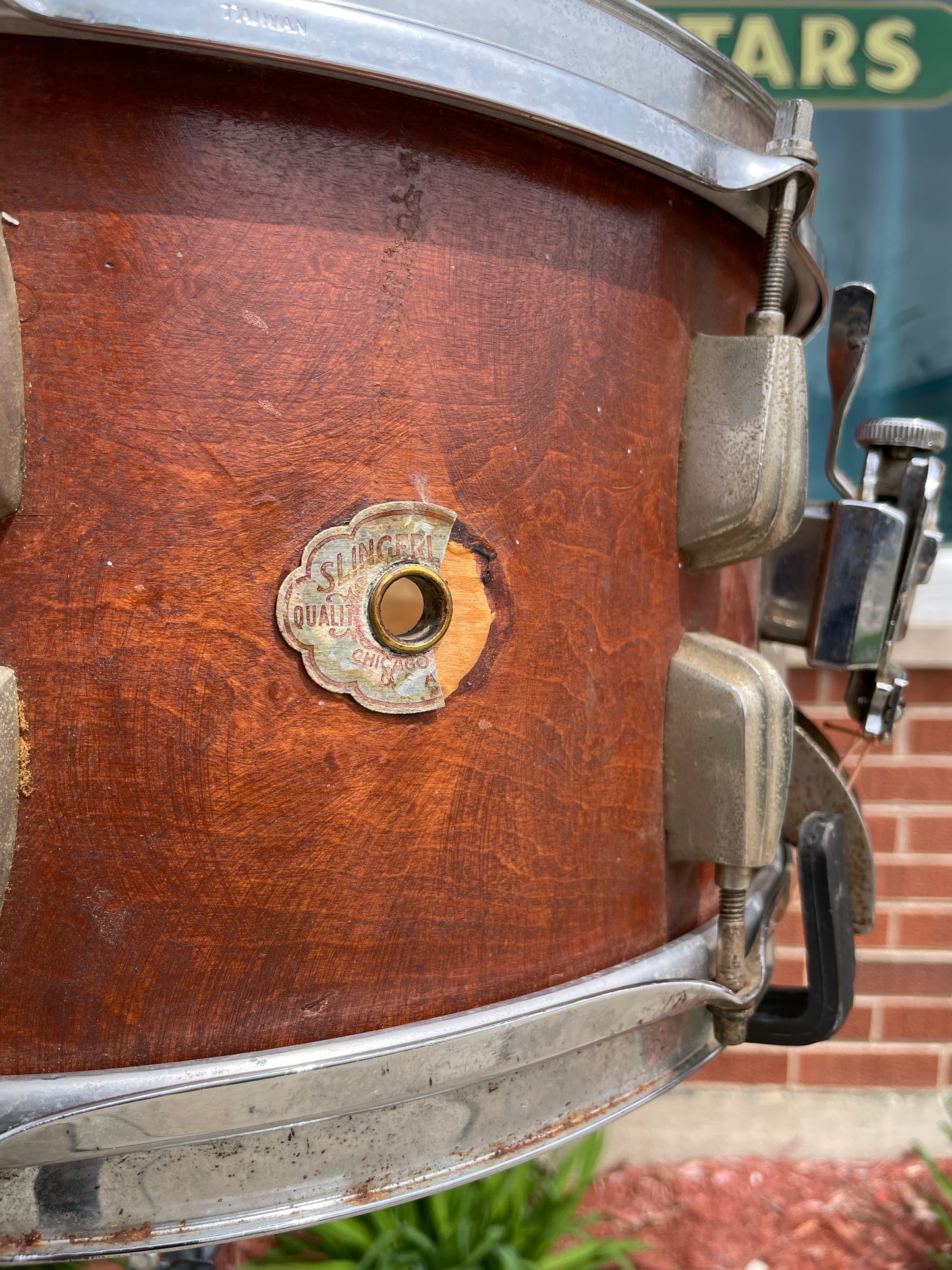 1940s Slingerland 7x14 Hollywood Ace Swing Model Radio King Snare Drum Solid Shell Mahogany