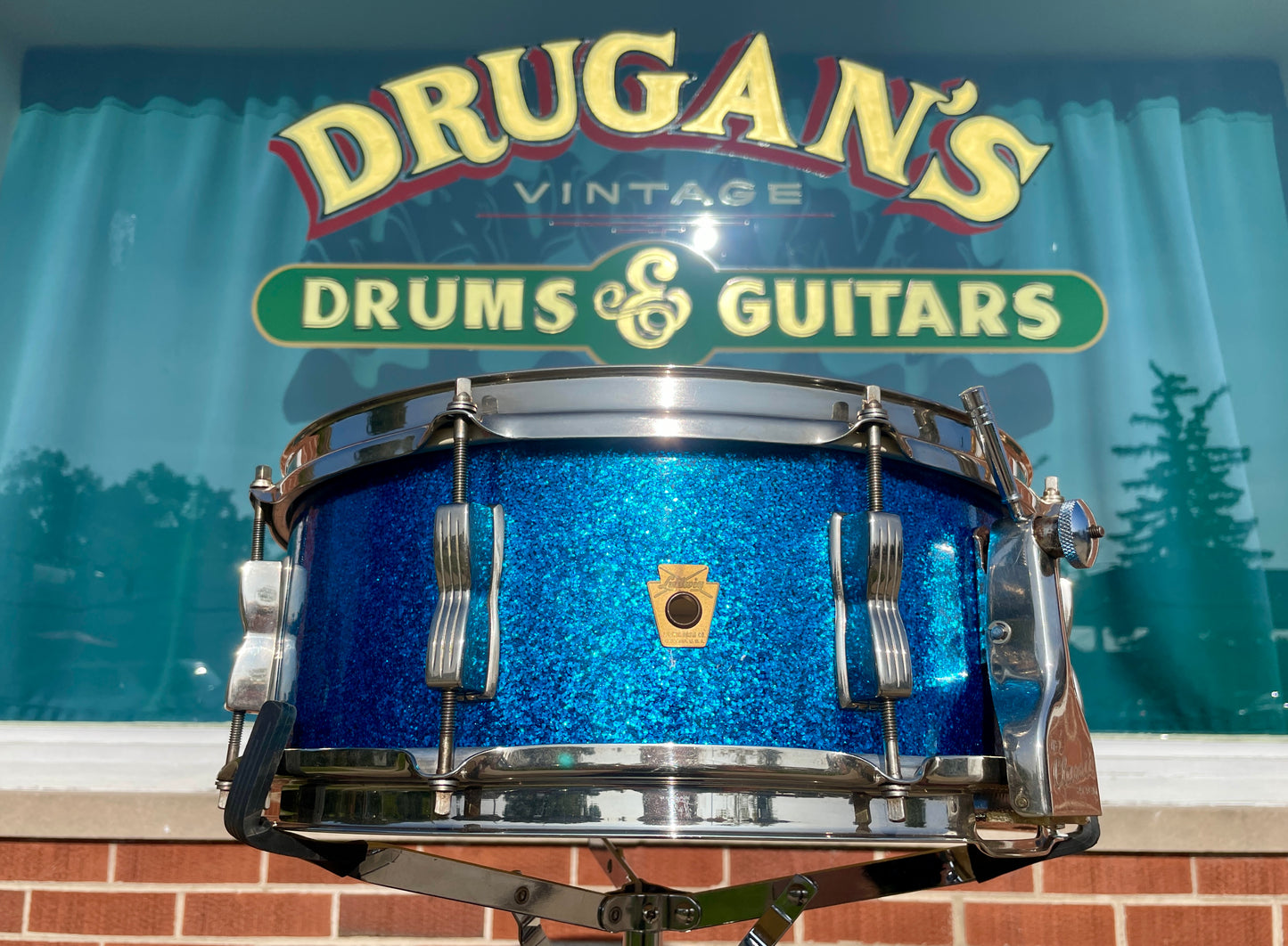 1961 Ludwig 5.5x14 No. 900P Super Classic Snare Drum Blue Sparkle Pre-Serial NOB