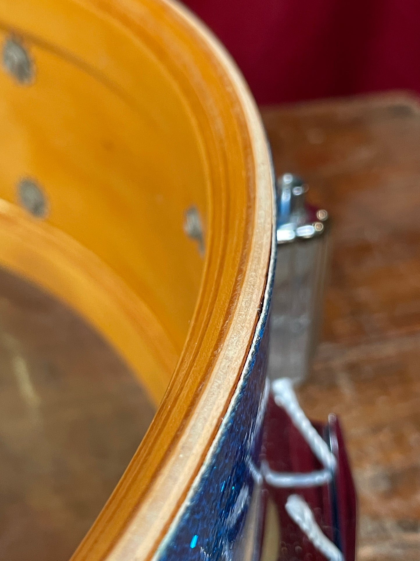 1960s Rogers Wood Dyna-Sonic 5x14 Snare Drum No. 32 Blue Sparkle Dynasonic