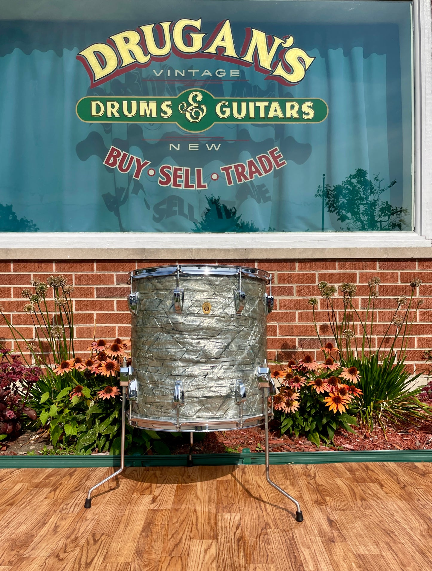 1960s Ludwig 16x16 Super Classic Floor Tom Drum Sky Blue Pearl