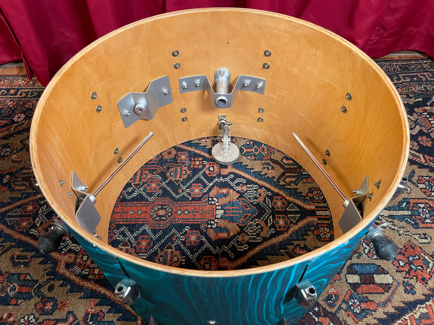 1960s Sonor Teardrop Drum Set Multi-Brilliant Turquoise Satin Flame Blue/Green 20/13/16