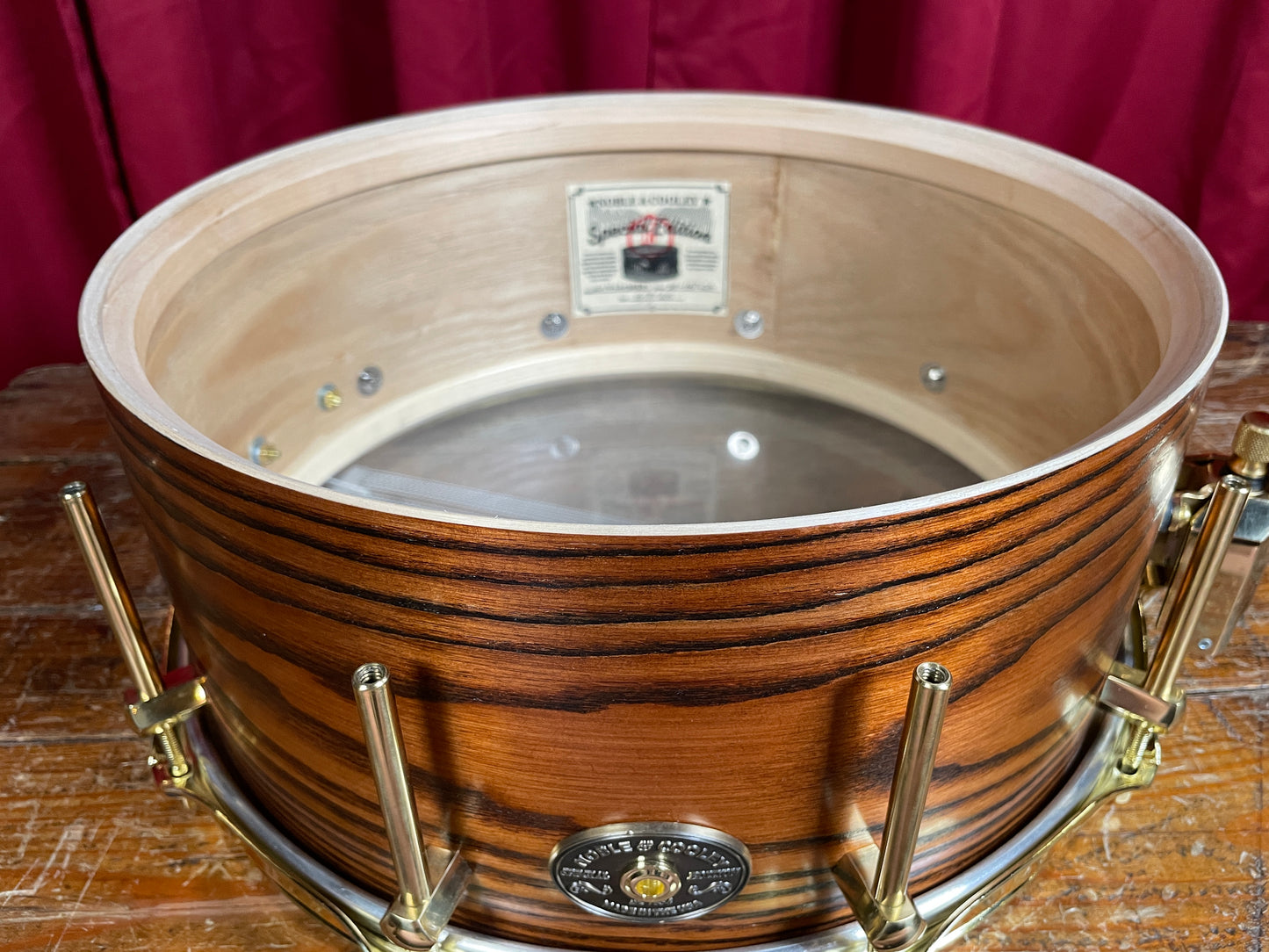 Noble & Cooley 6x14 Special Edition Solid Shell Classic Sassafras Snare Drum Honey Maple Satin