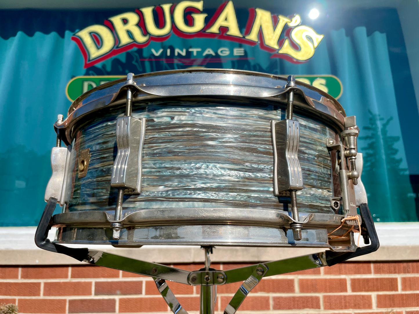 1965 Ludwig 5x14 Jazz Festival Snare Drum Oyster Blue Pearl