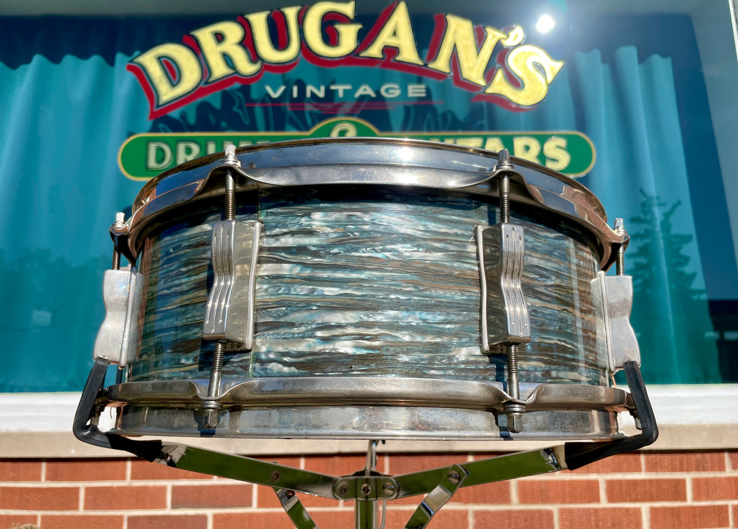 1965 Ludwig 5x14 Jazz Festival Snare Drum Oyster Blue Pearl