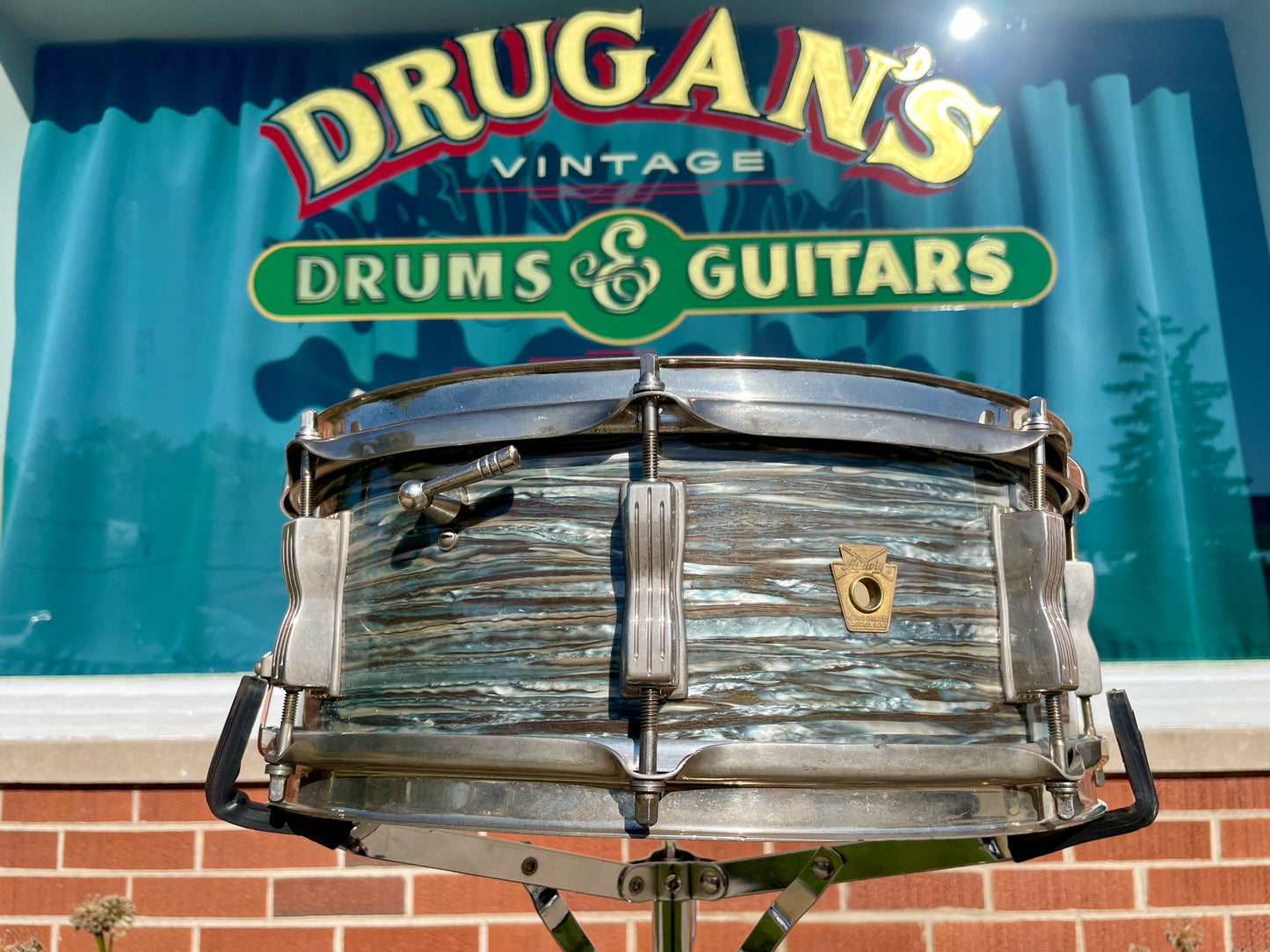 1965 Ludwig 5x14 Jazz Festival Snare Drum Oyster Blue Pearl