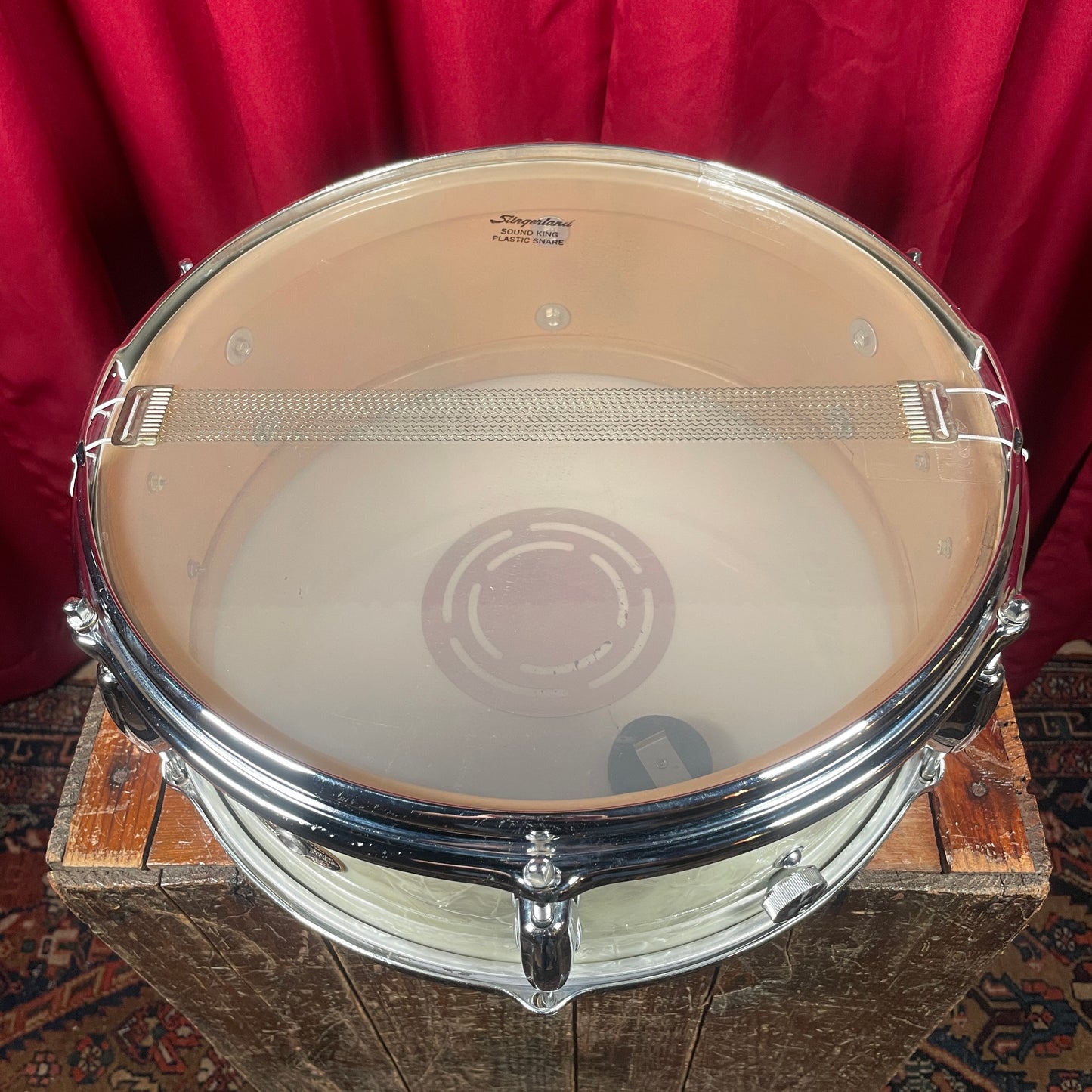 1960s Slingerland 5.5x14 Deluxe Student Model No. 161 Snare Drum White Marine Pearl