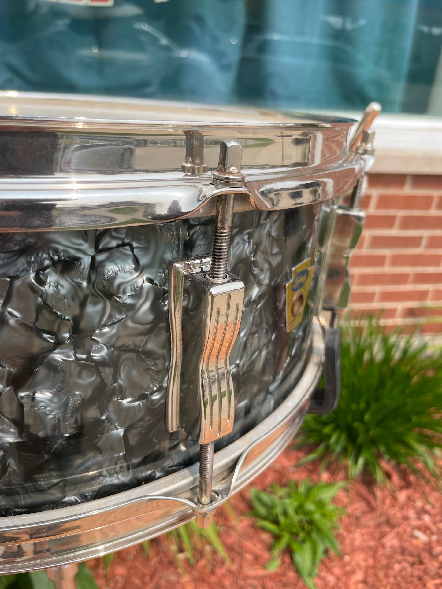 1959 Ludwig 5.5x14 Super Classic Snare Drum No. 900P Black Diamond Pearl Trans Badge