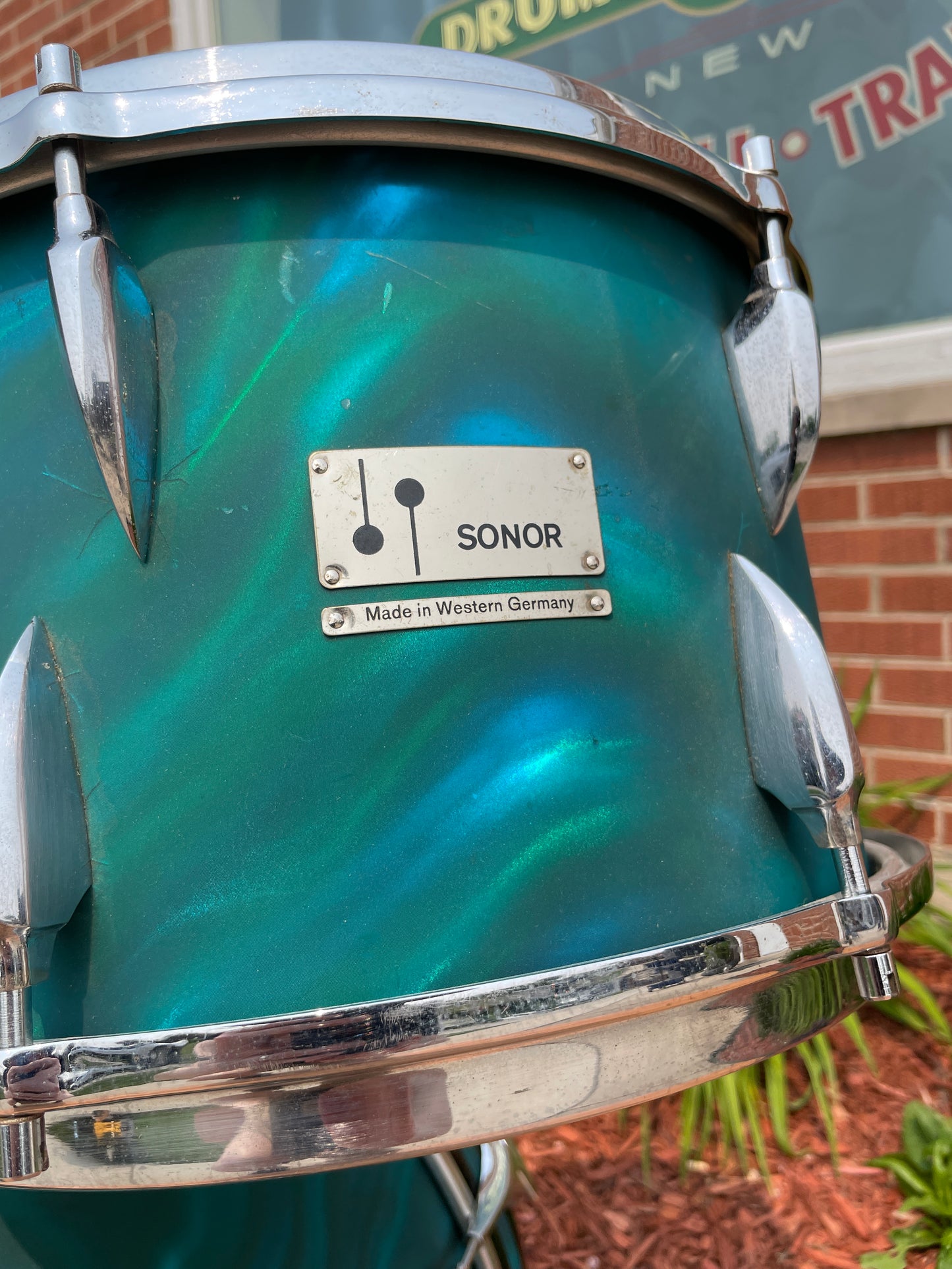1960s Sonor Teardrop Drum Set Multi-Brilliant Turquoise Satin Flame Blue/Green 20/13/16