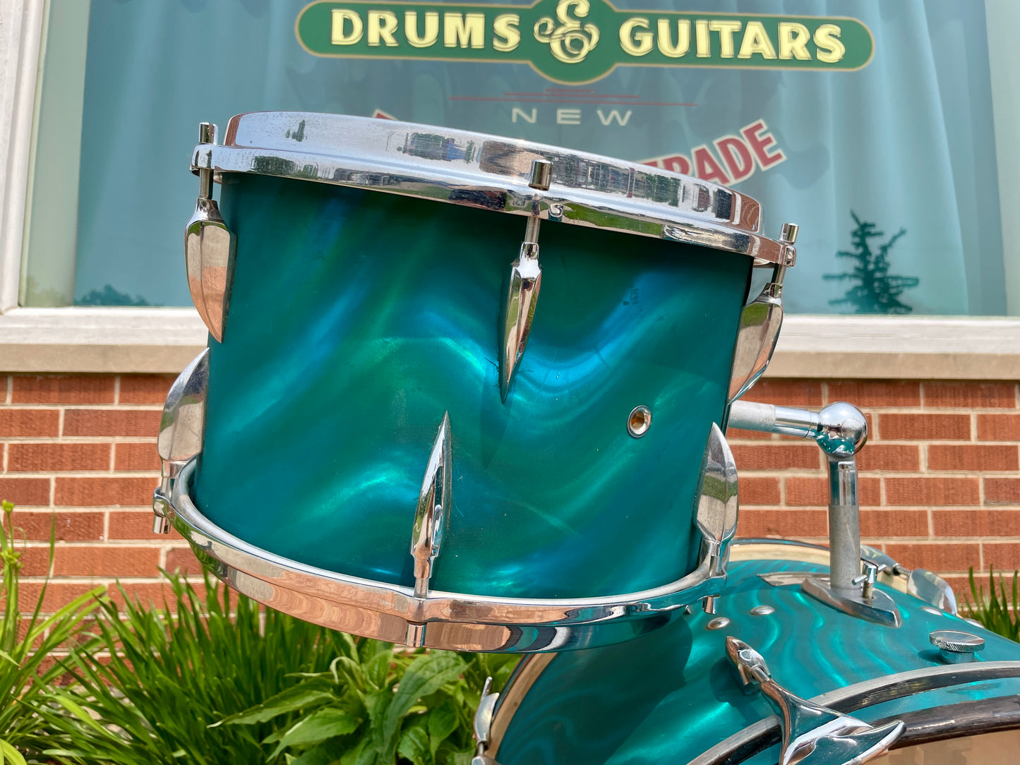 1960s Sonor Teardrop Drum Set Multi-Brilliant Turquoise Satin Flame Blue/Green 20/13/16