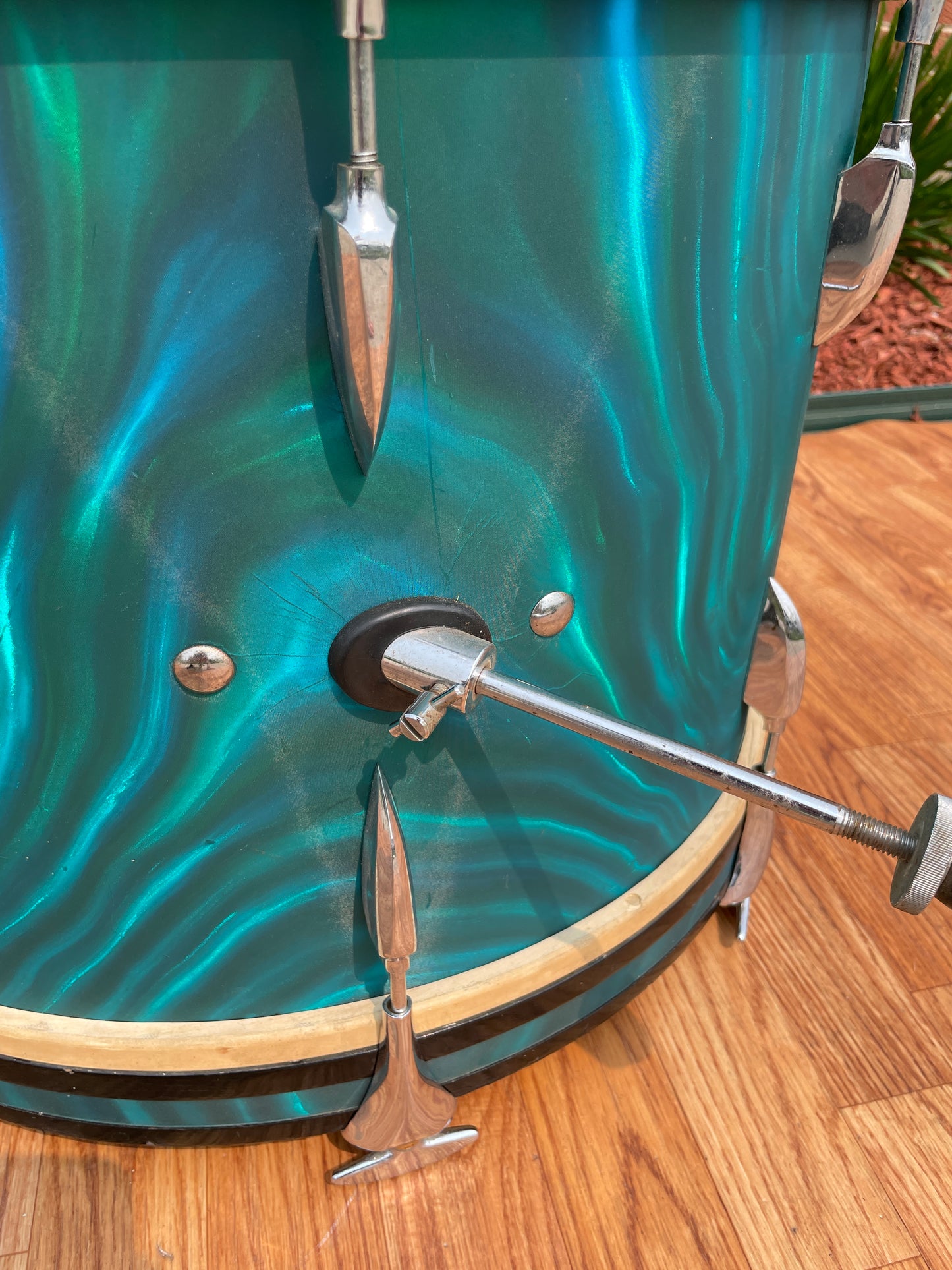1960s Sonor Teardrop Drum Set Multi-Brilliant Turquoise Satin Flame Blue/Green 20/13/16