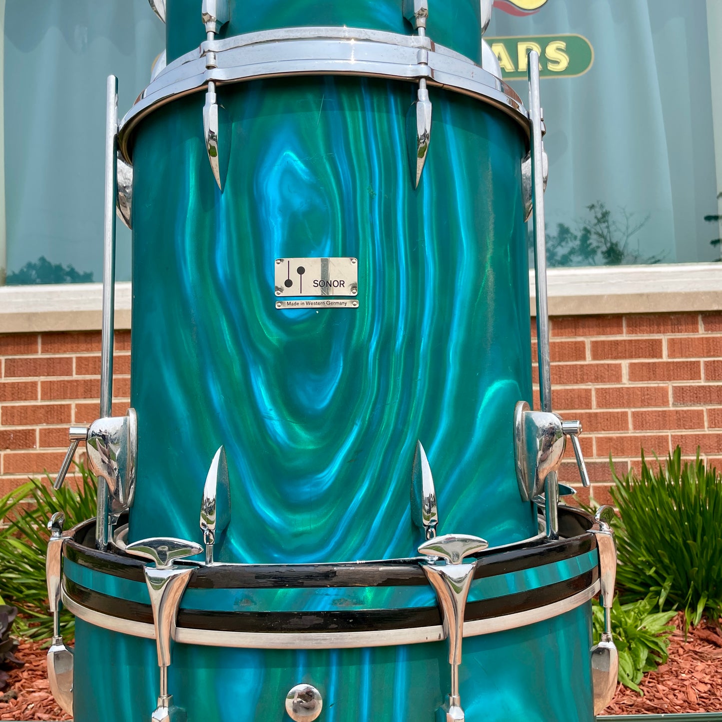 1960s Sonor Teardrop Drum Set Multi-Brilliant Turquoise Satin Flame Blue/Green 20/13/16