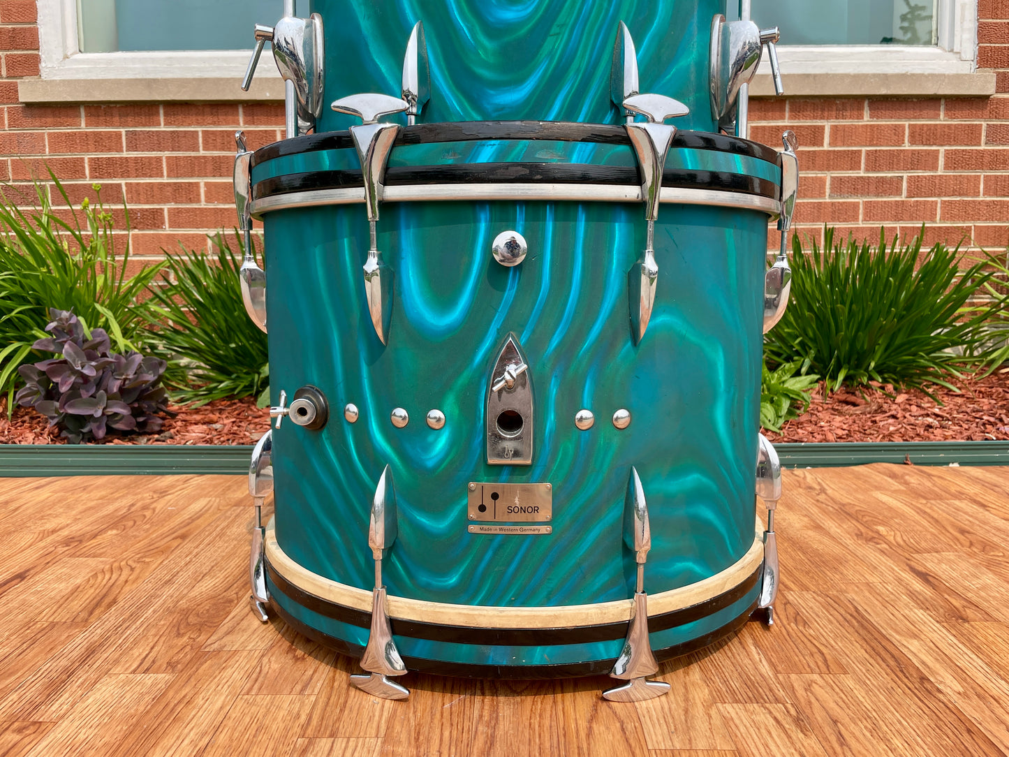 1960s Sonor Teardrop Drum Set Multi-Brilliant Turquoise Satin Flame Blue/Green 20/13/16