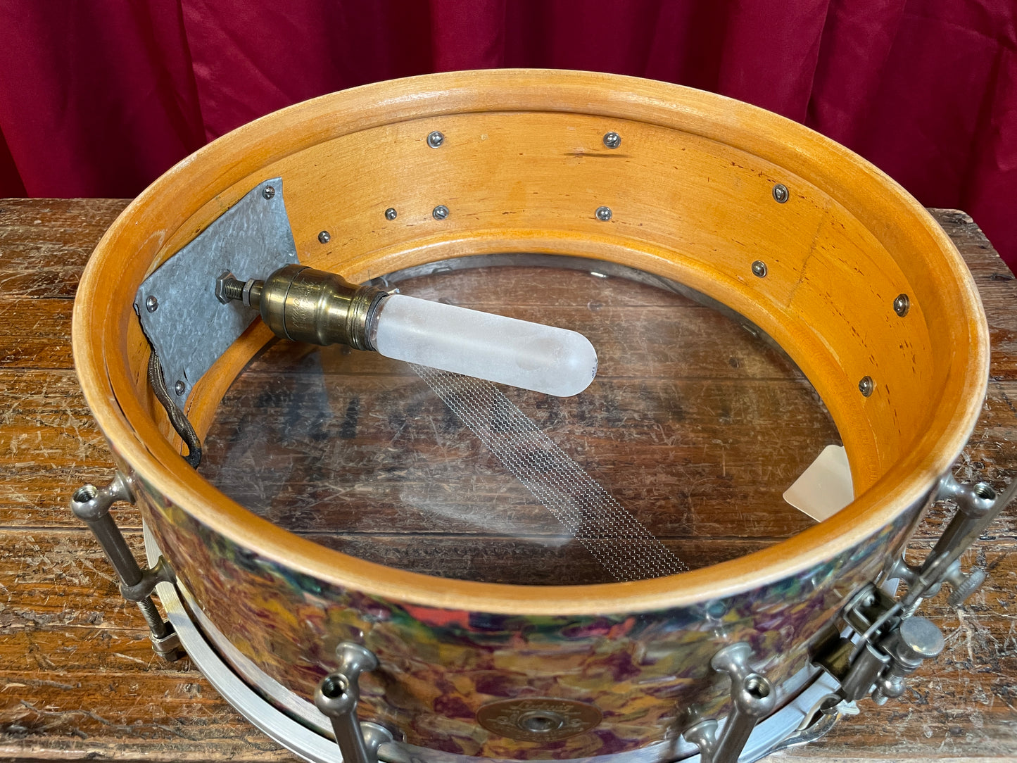 1920s Ludwig & Ludwig Standard 5x14 Solid Shell No. 22-PK Snare Drum Peacock Pearl
