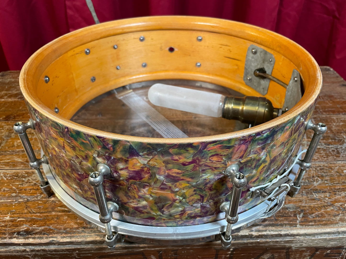1920s Ludwig & Ludwig Standard 5x14 Solid Shell No. 22-PK Snare Drum Peacock Pearl