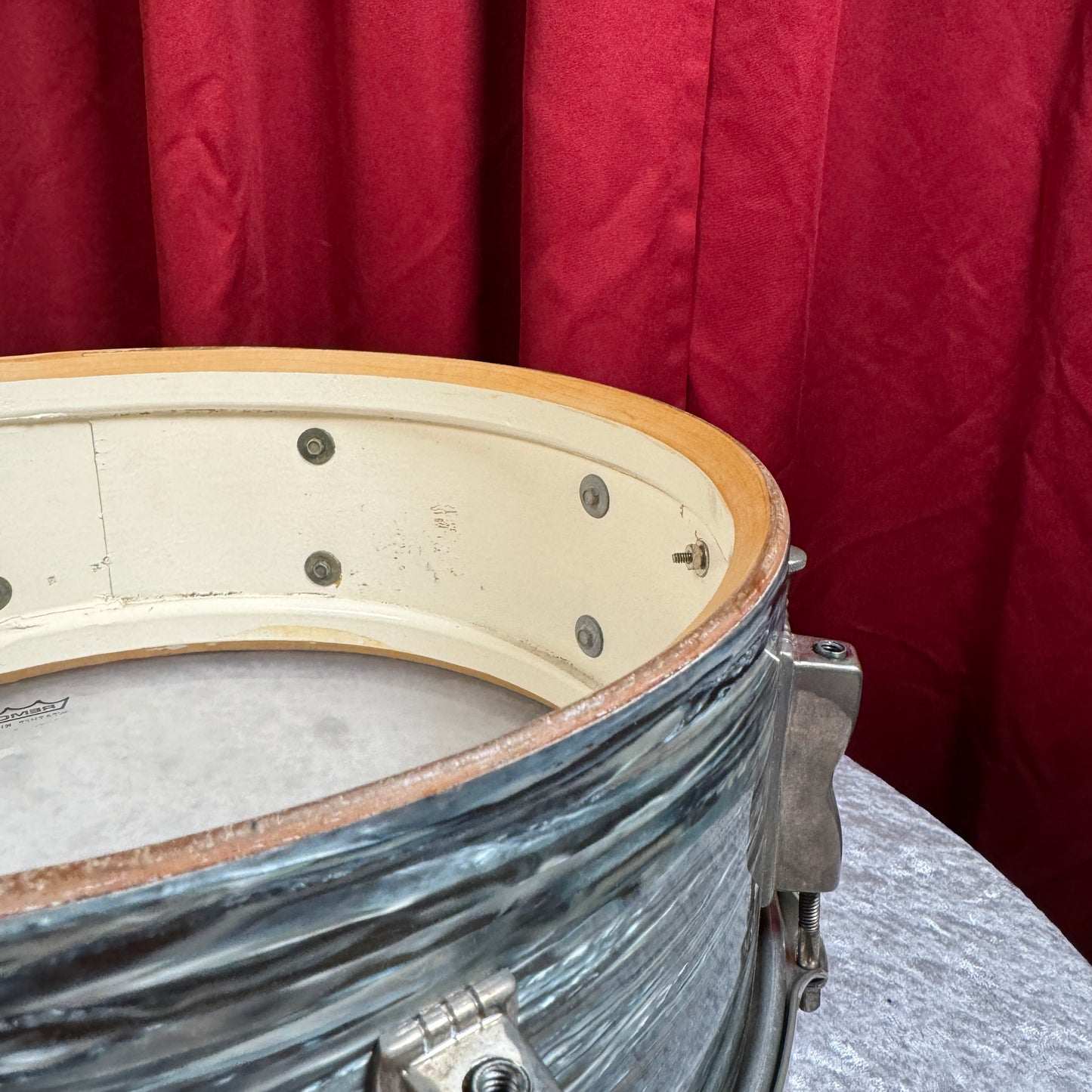 1965 Ludwig 5x14 Jazz Festival Snare Drum Oyster Blue Pearl