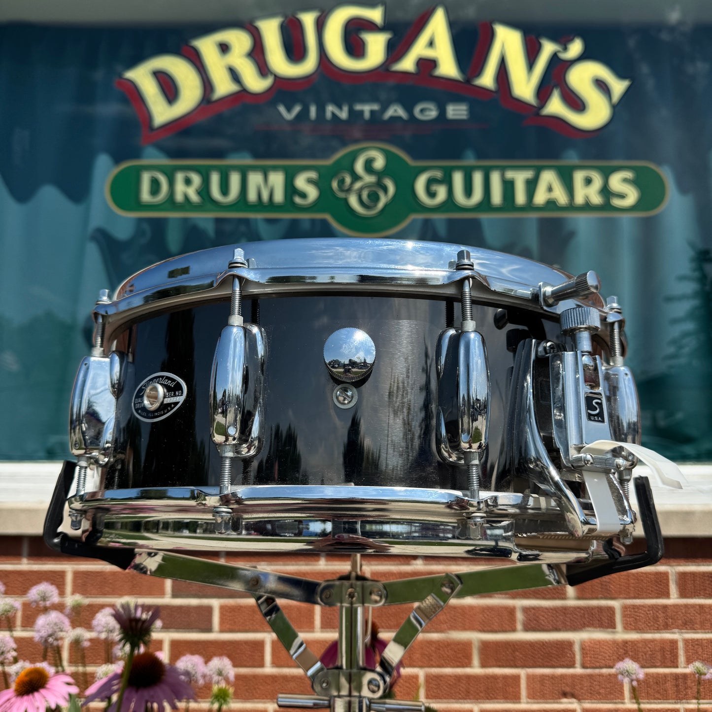 1970s Slingerland 5x14 Buddy Rich No. 190 Snare Drum Blakrome Black Chrome TDR