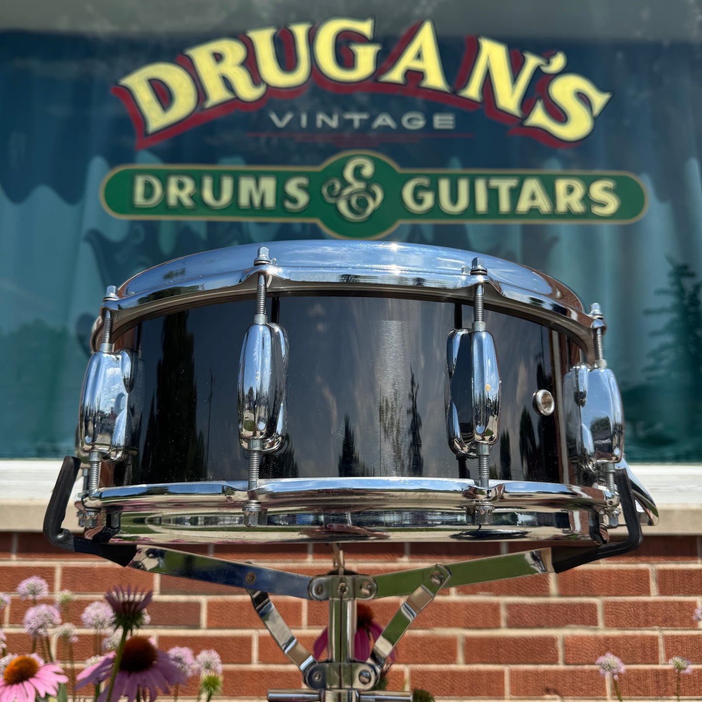 1970s Slingerland 5x14 Buddy Rich No. 190 Snare Drum Blakrome Black Chrome TDR