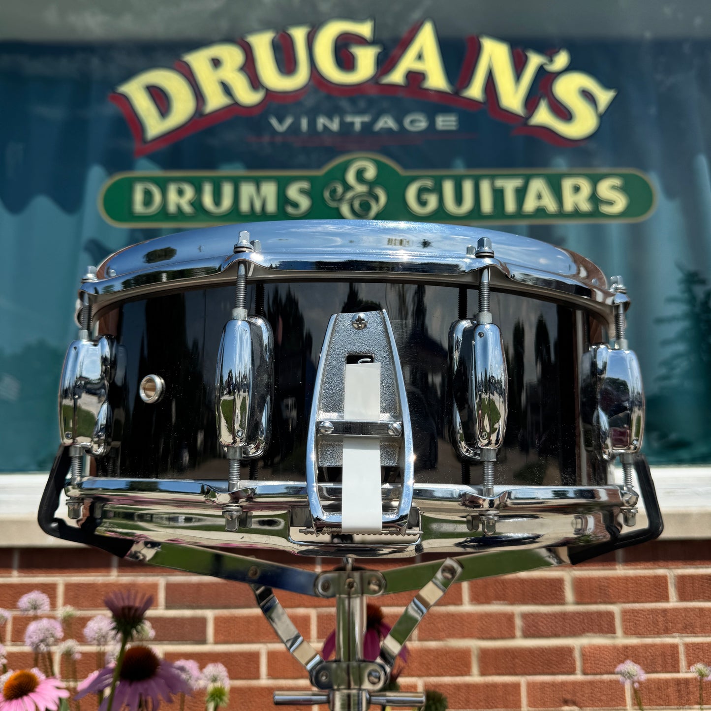 1970s Slingerland 5x14 Buddy Rich No. 190 Snare Drum Blakrome Black Chrome TDR