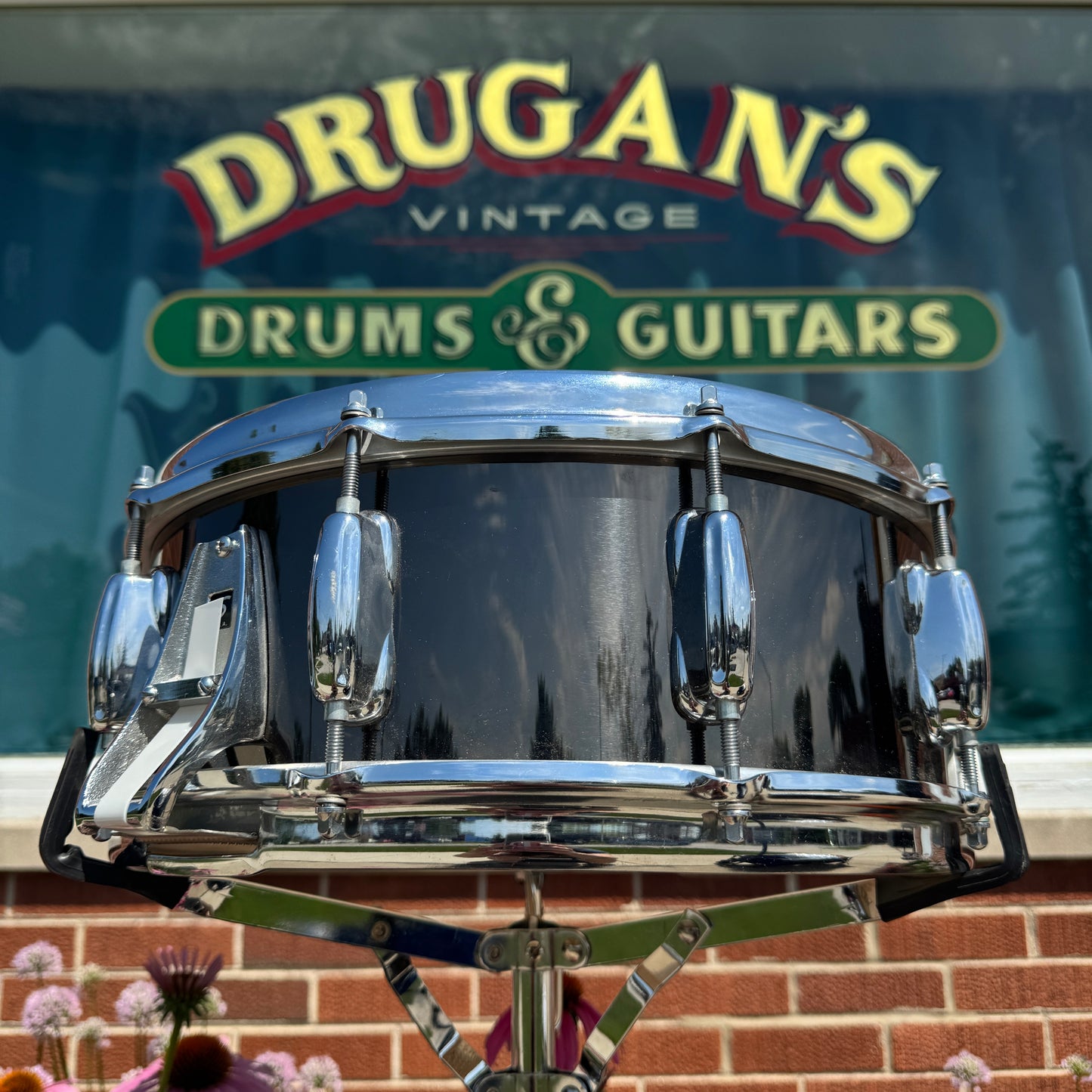 1970s Slingerland 5x14 Buddy Rich No. 190 Snare Drum Blakrome Black Chrome TDR