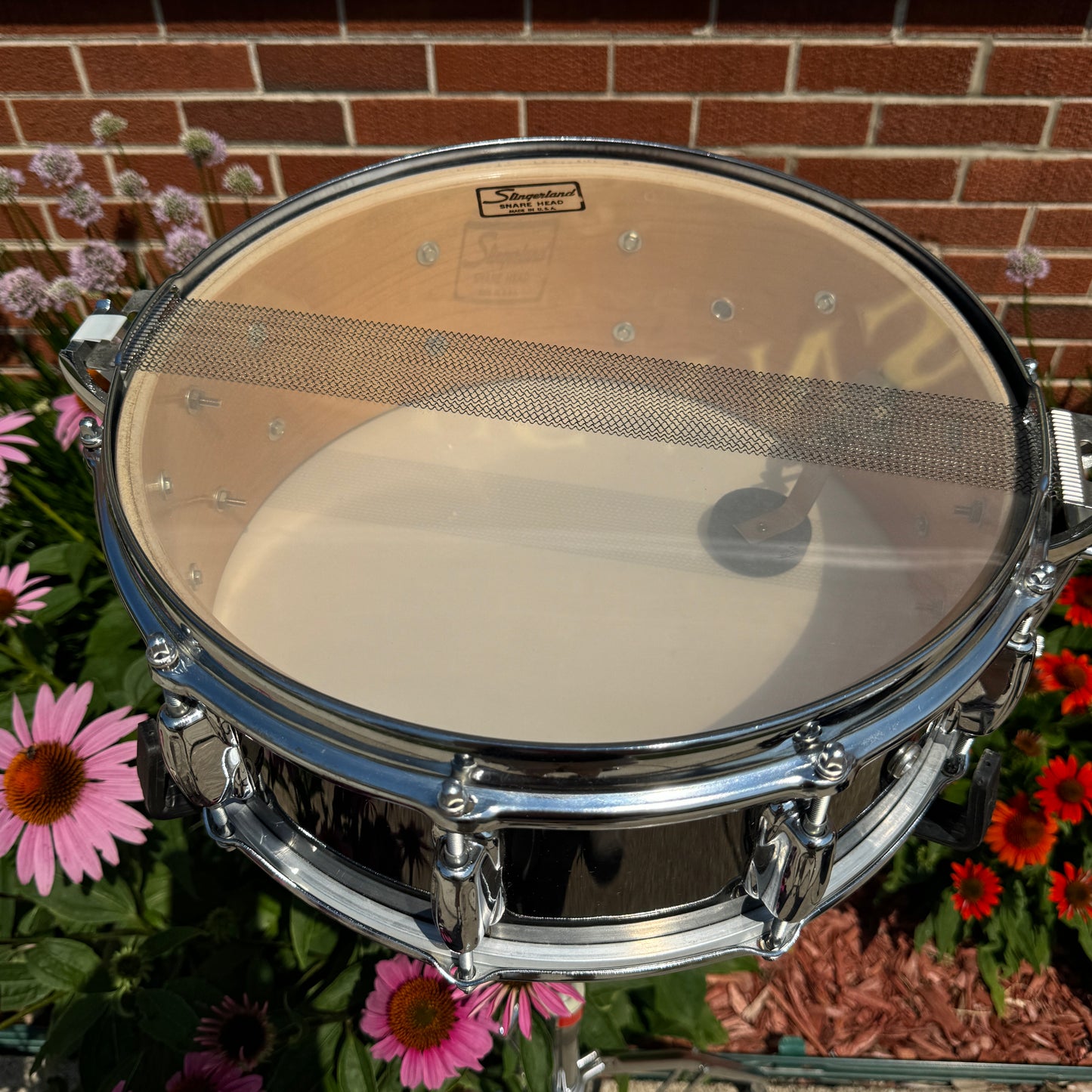1970s Slingerland 5x14 Buddy Rich No. 190 Snare Drum Blakrome Black Chrome TDR