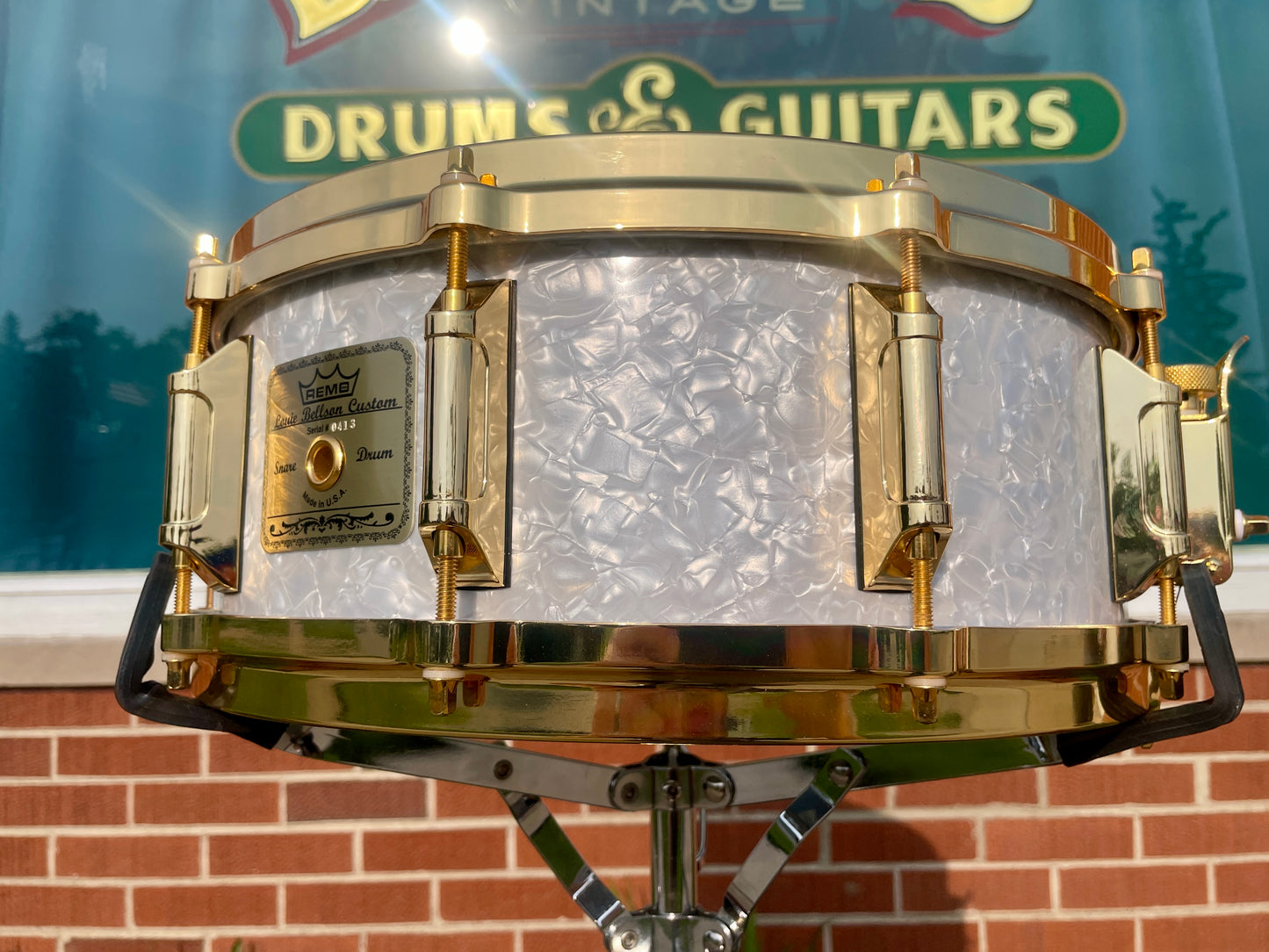 1999 Remo Louie Bellson Signature 5.5x14 Snare Drum White Marine Pearl #413 of 1000 NOS