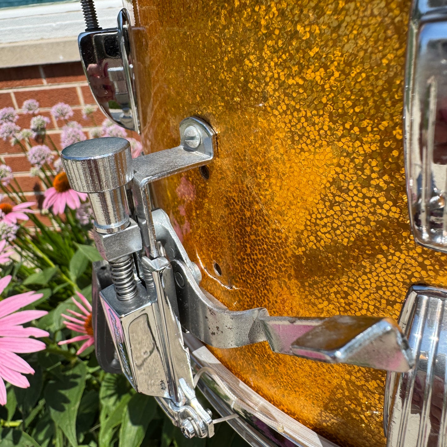 1960s Ludwig 6.5x14 Symphonic Model Snare Drum No. 902P Gold Sparkle