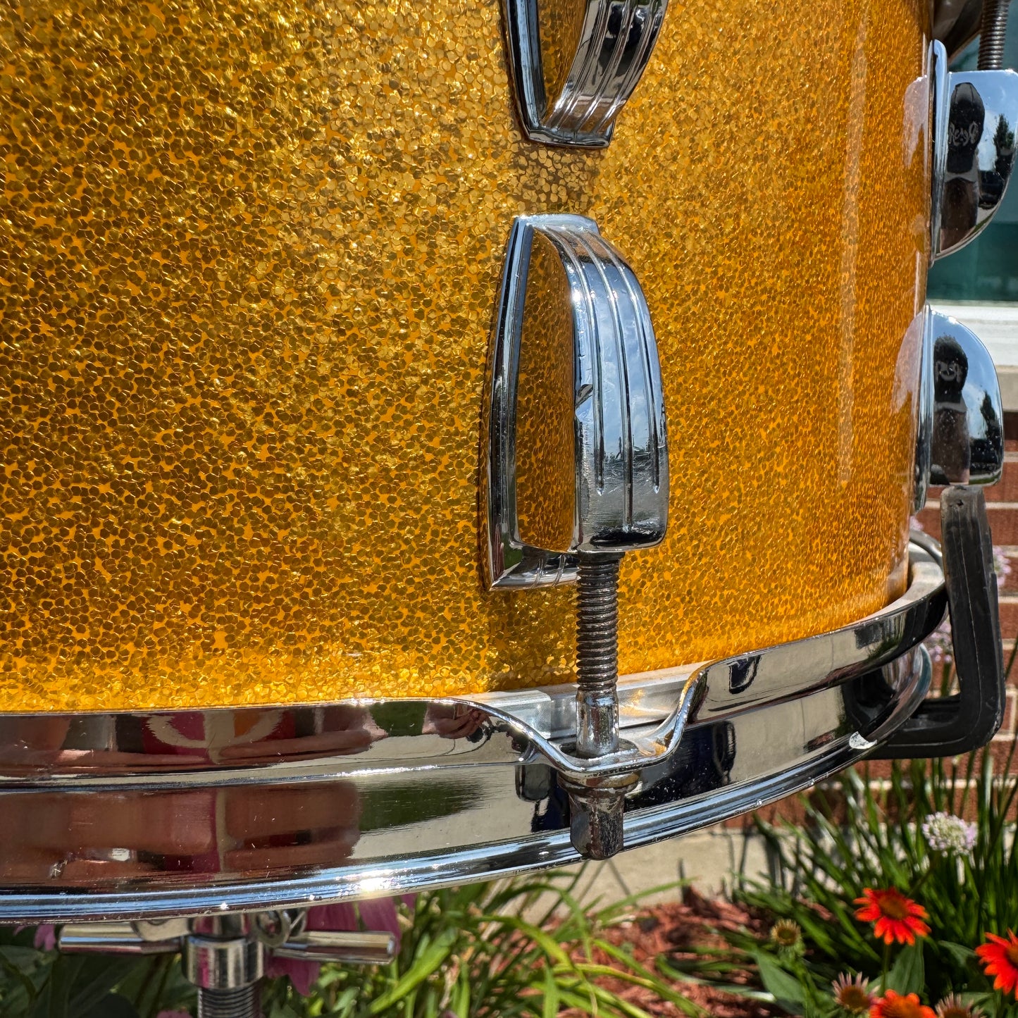 1960s Ludwig 6.5x14 Symphonic Model Snare Drum No. 902P Gold Sparkle