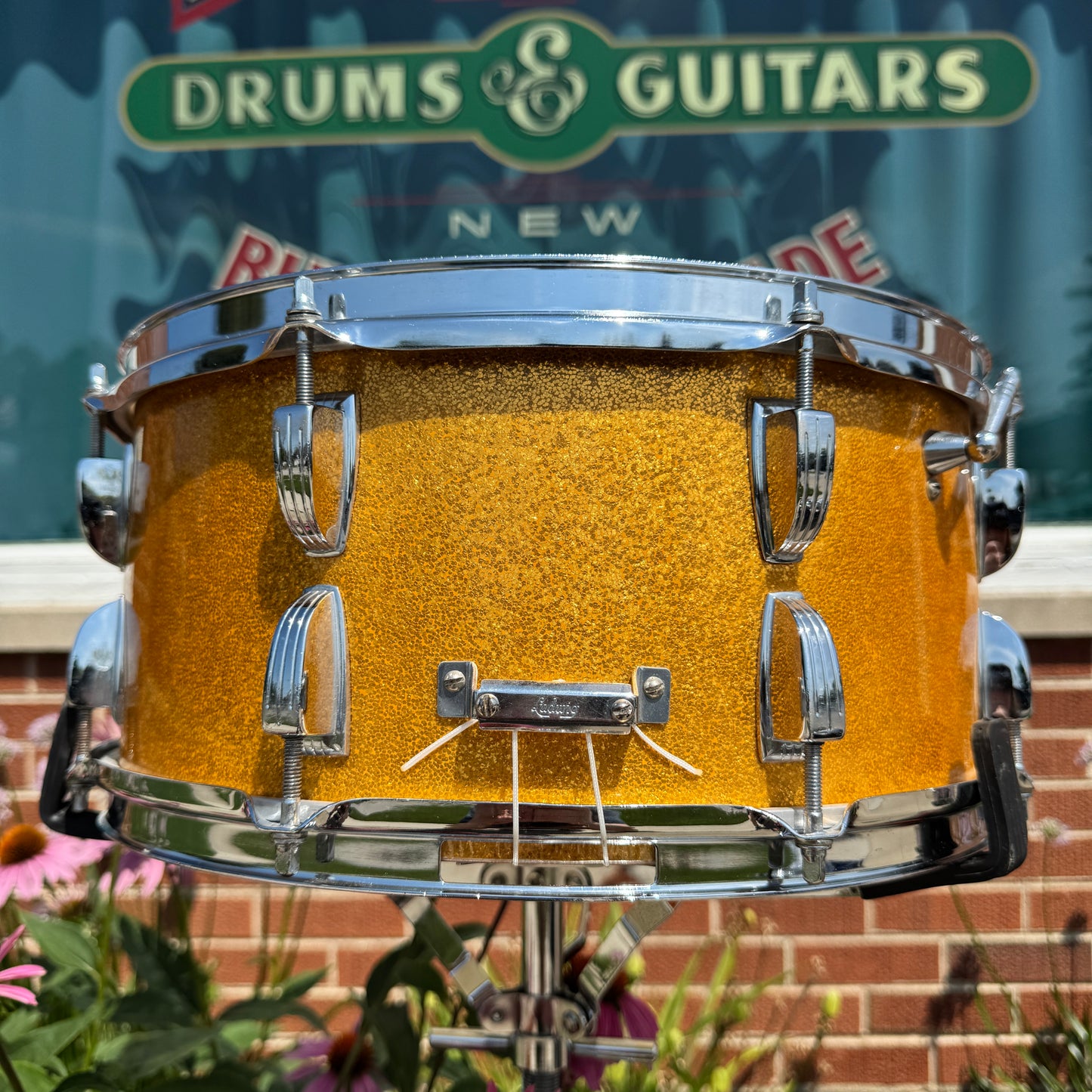 1960s Ludwig 6.5x14 Symphonic Model Snare Drum No. 902P Gold Sparkle