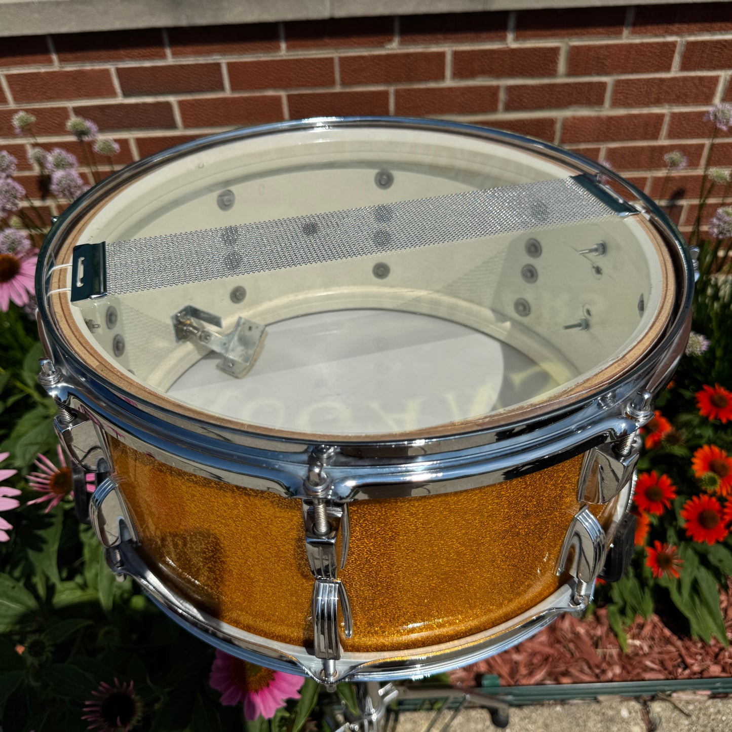 1960s Ludwig 6.5x14 Symphonic Model Snare Drum No. 902P Gold Sparkle