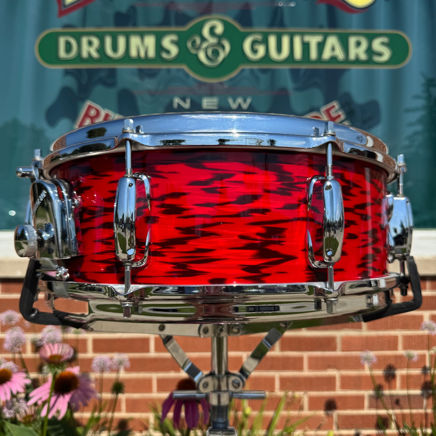 1960s Slingerland Buddy Rich Artist Model 5.5x14 Snare Drum Red Tiger Pearl 8-Lug