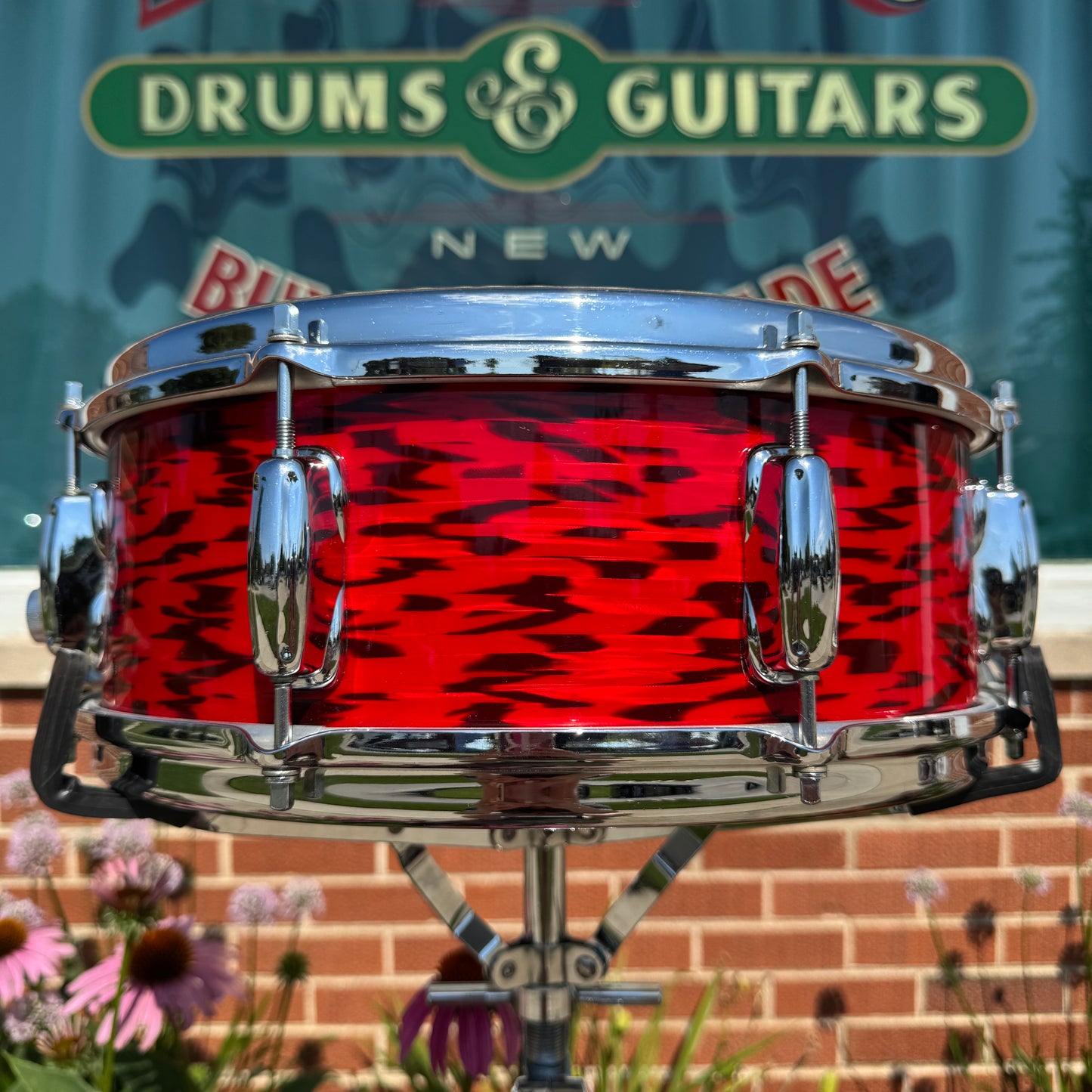 1960s Slingerland Buddy Rich Artist Model 5.5x14 Snare Drum Red Tiger Pearl 8-Lug