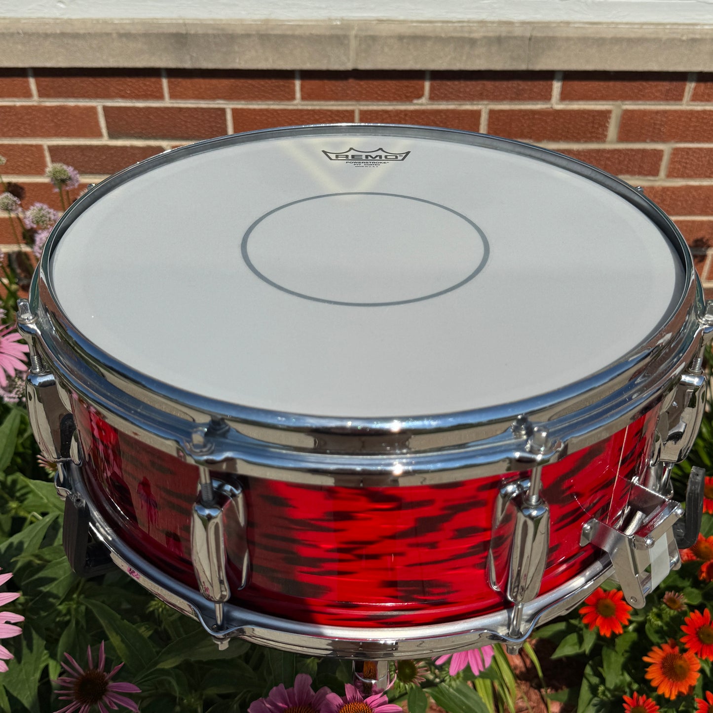 1960s Slingerland Buddy Rich Artist Model 5.5x14 Snare Drum Red Tiger Pearl 8-Lug