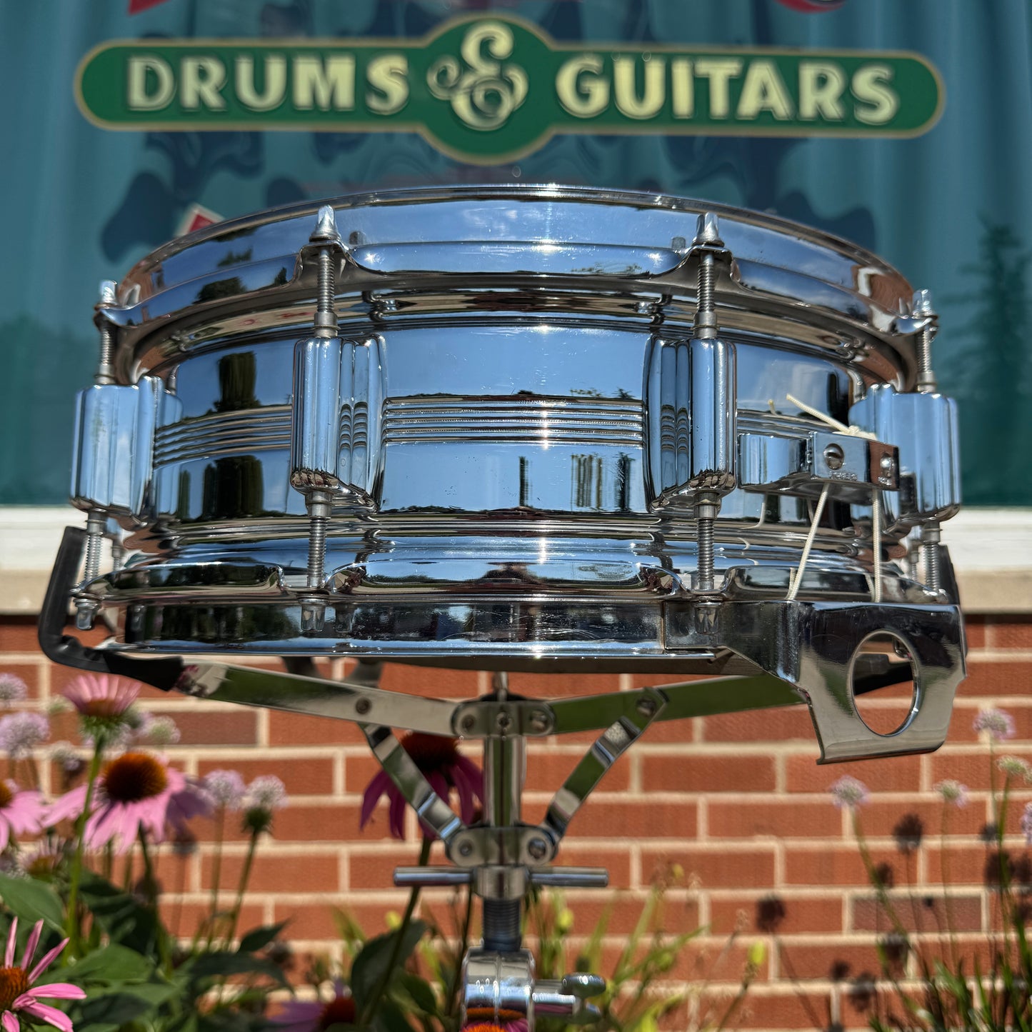 Vintage Rogers 5x14 Dynasonic "Big R" Snare Drum Chrome Over Brass COB