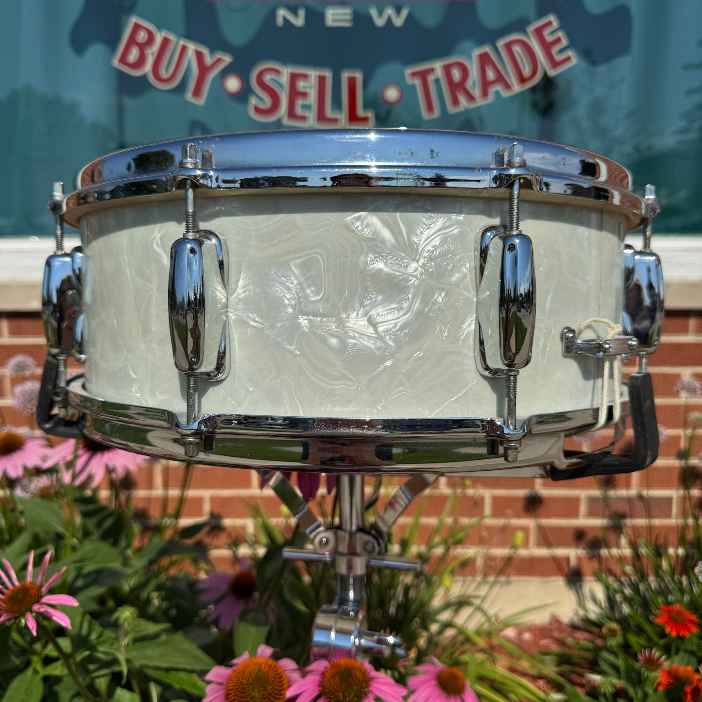 1963 Slingerland 5.5x14 No. 146 Hollywood Ace Snare Drum White Marine Pearl
