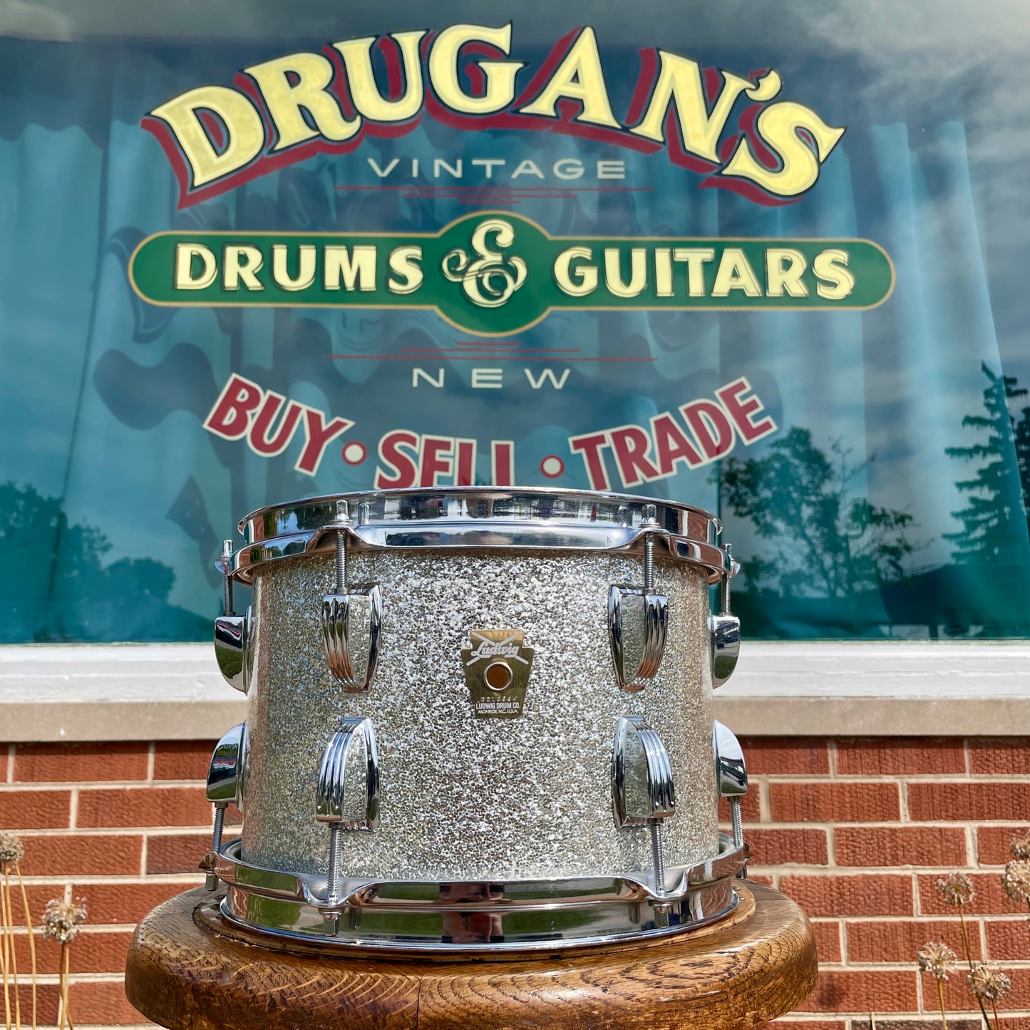 1980s Ludwig 7x10 Tom Drum Single Silver Sparkle