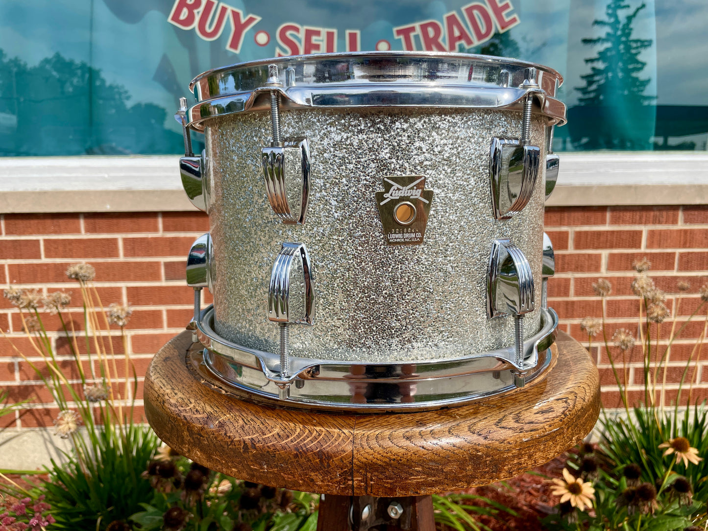 1980s Ludwig 7x10 Tom Drum Single Silver Sparkle