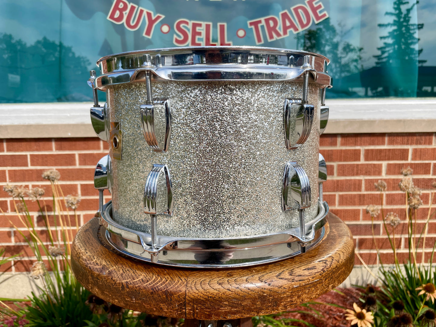 1980s Ludwig 7x10 Tom Drum Single Silver Sparkle