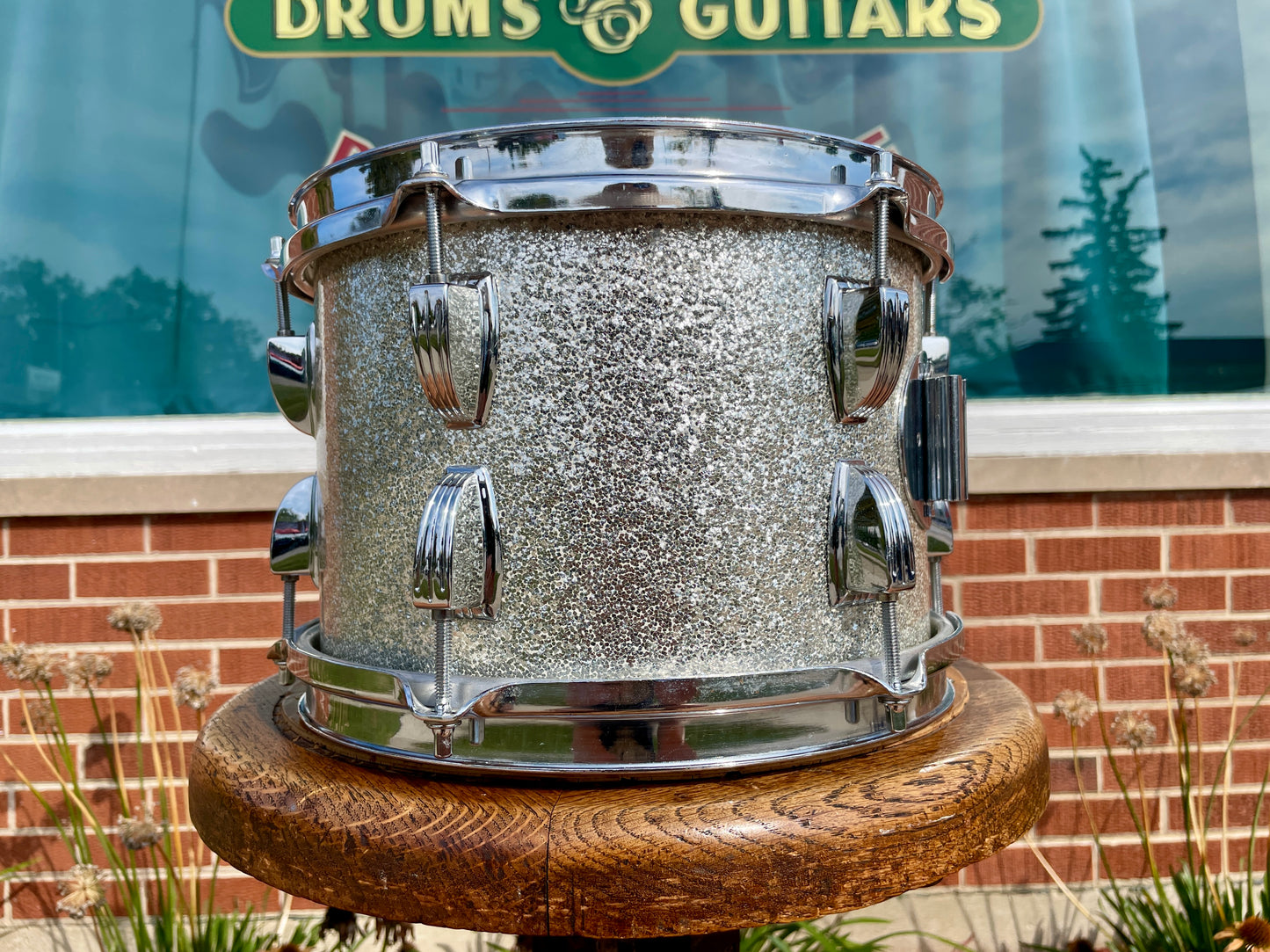 1980s Ludwig 7x10 Tom Drum Single Silver Sparkle