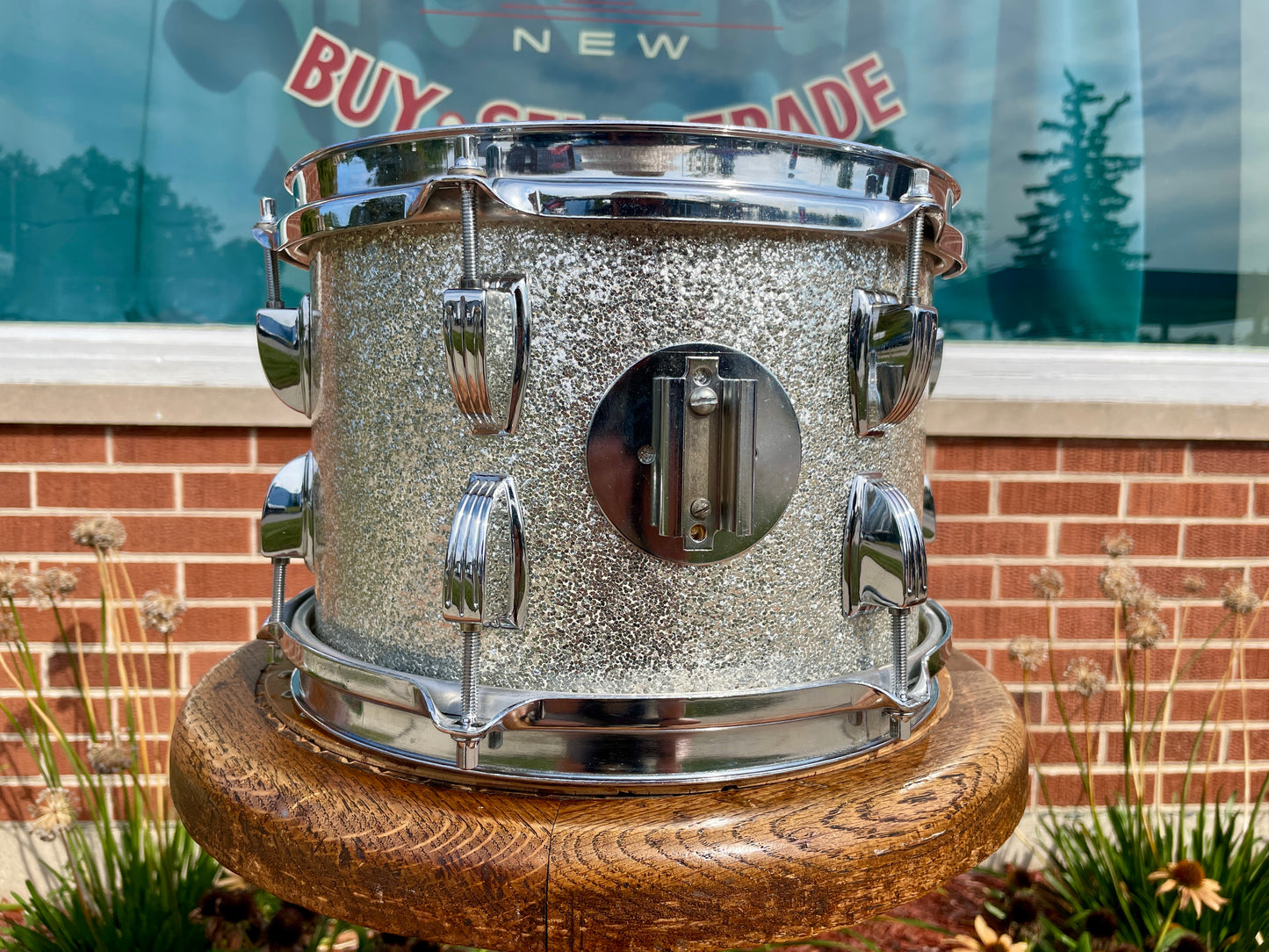 1980s Ludwig 7x10 Tom Drum Single Silver Sparkle