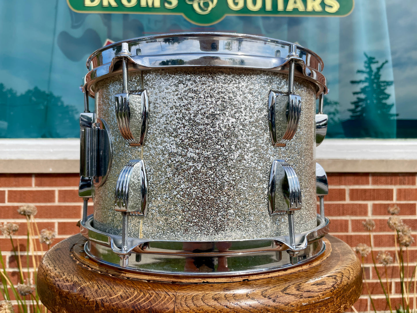 1980s Ludwig 7x10 Tom Drum Single Silver Sparkle