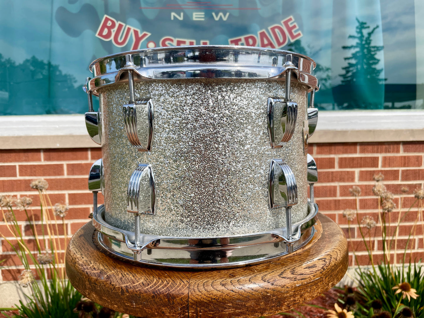 1980s Ludwig 7x10 Tom Drum Single Silver Sparkle