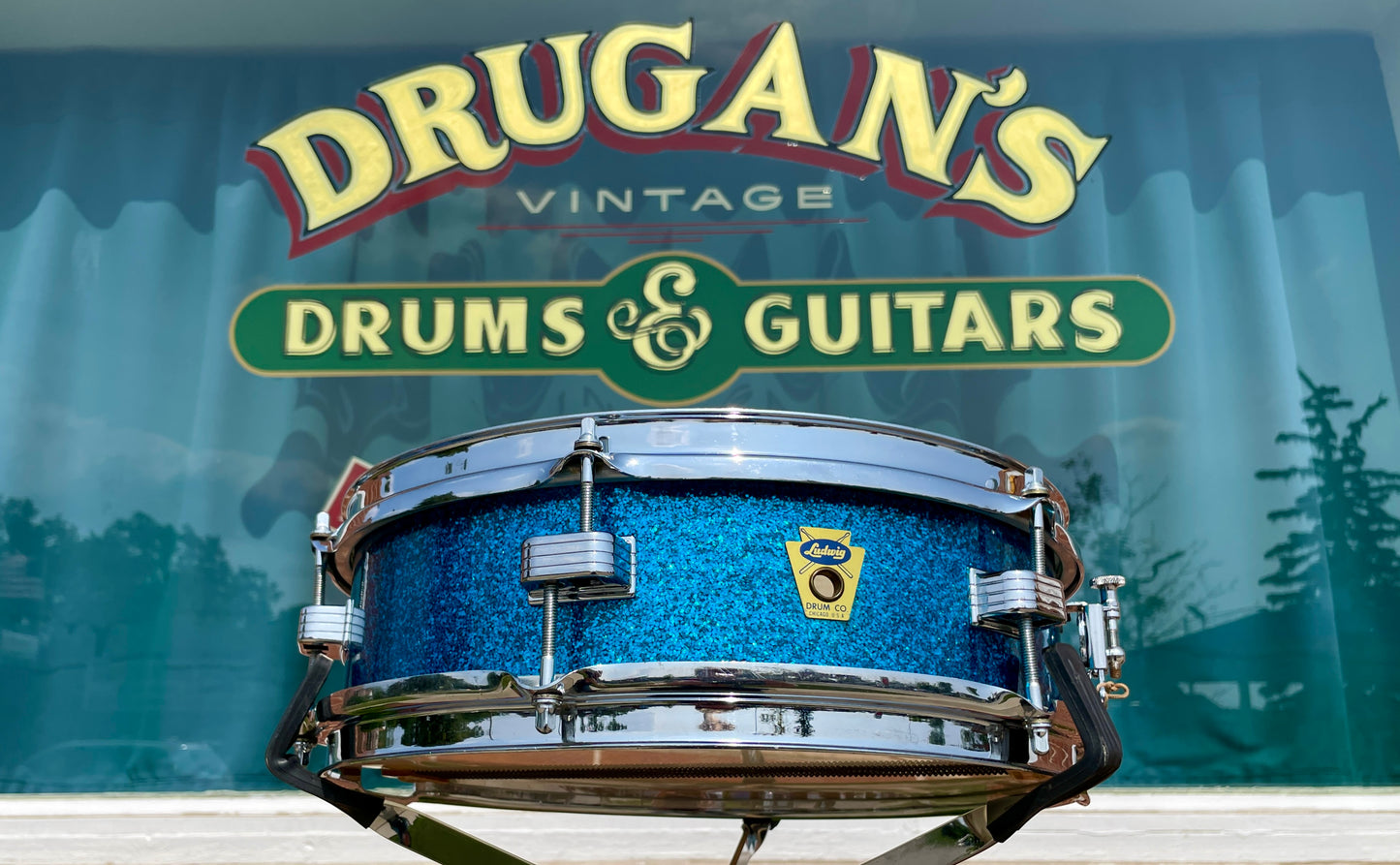 1959 Ludwig 4x13 Las Vegas Snare Drum Blue Sparkle Trans Badge Jazz Combo