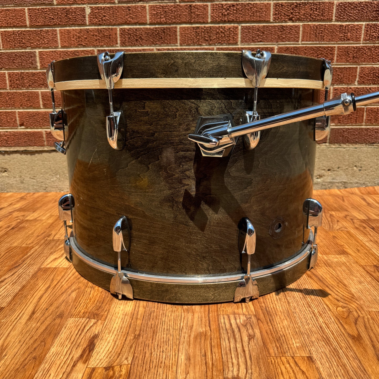 1980s Gretsch 14x22 Bass Drum Ebony Transparent Black Square Badge